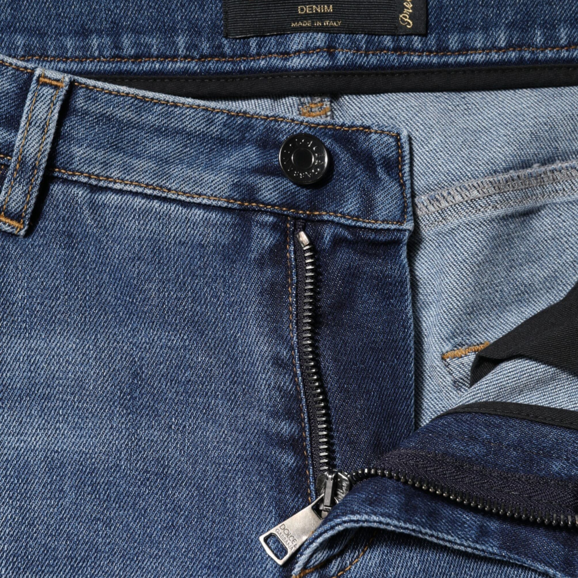 Dolce & Gabbana Blue Tattered Cotton Low Waist Denim Jeans