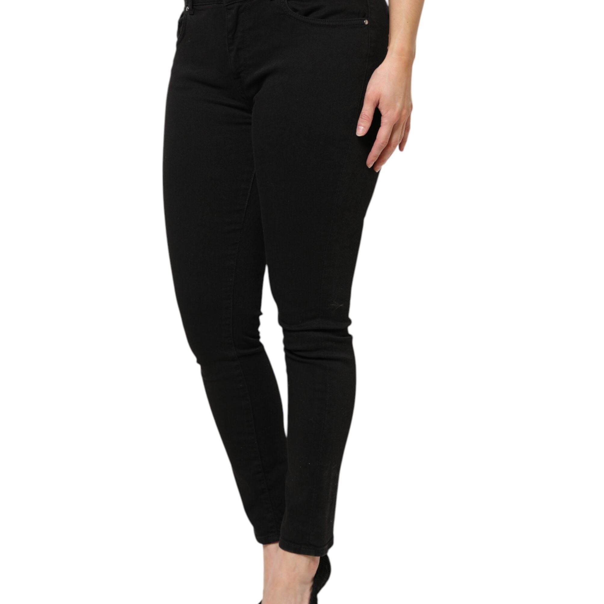 Dolce & Gabbana Black Cotton Mid Waist Denim Jeans