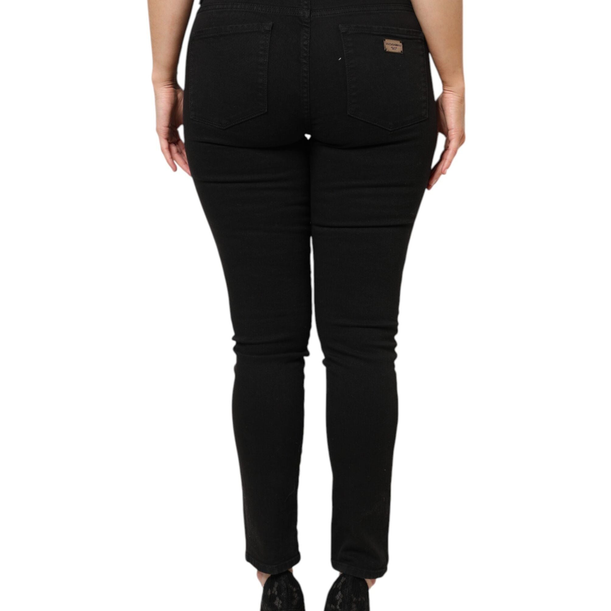 Dolce & Gabbana Black Cotton Mid Waist Denim Jeans