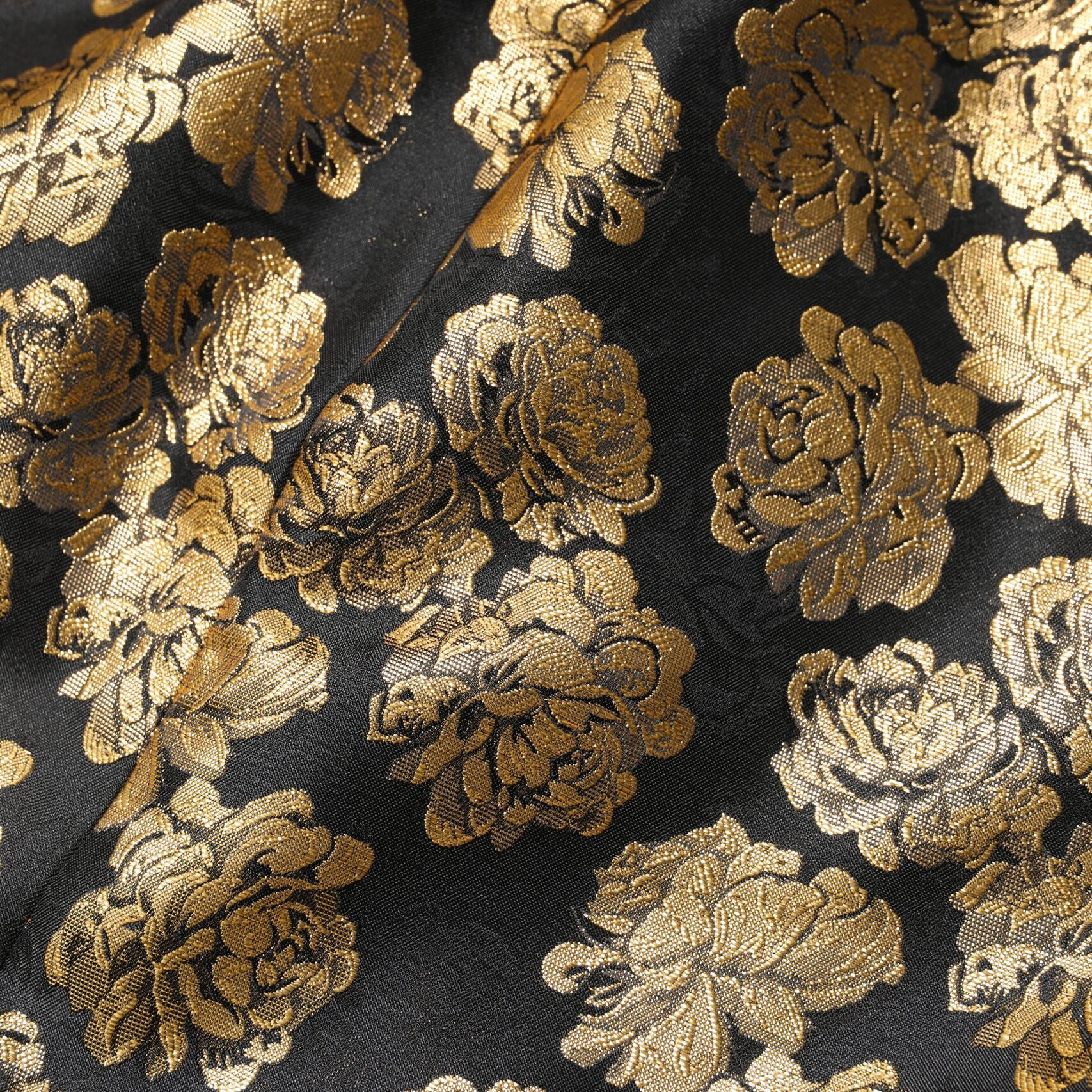 Dolce & Gabbana Black Gold Floral Print Jacquard Mini Skirt