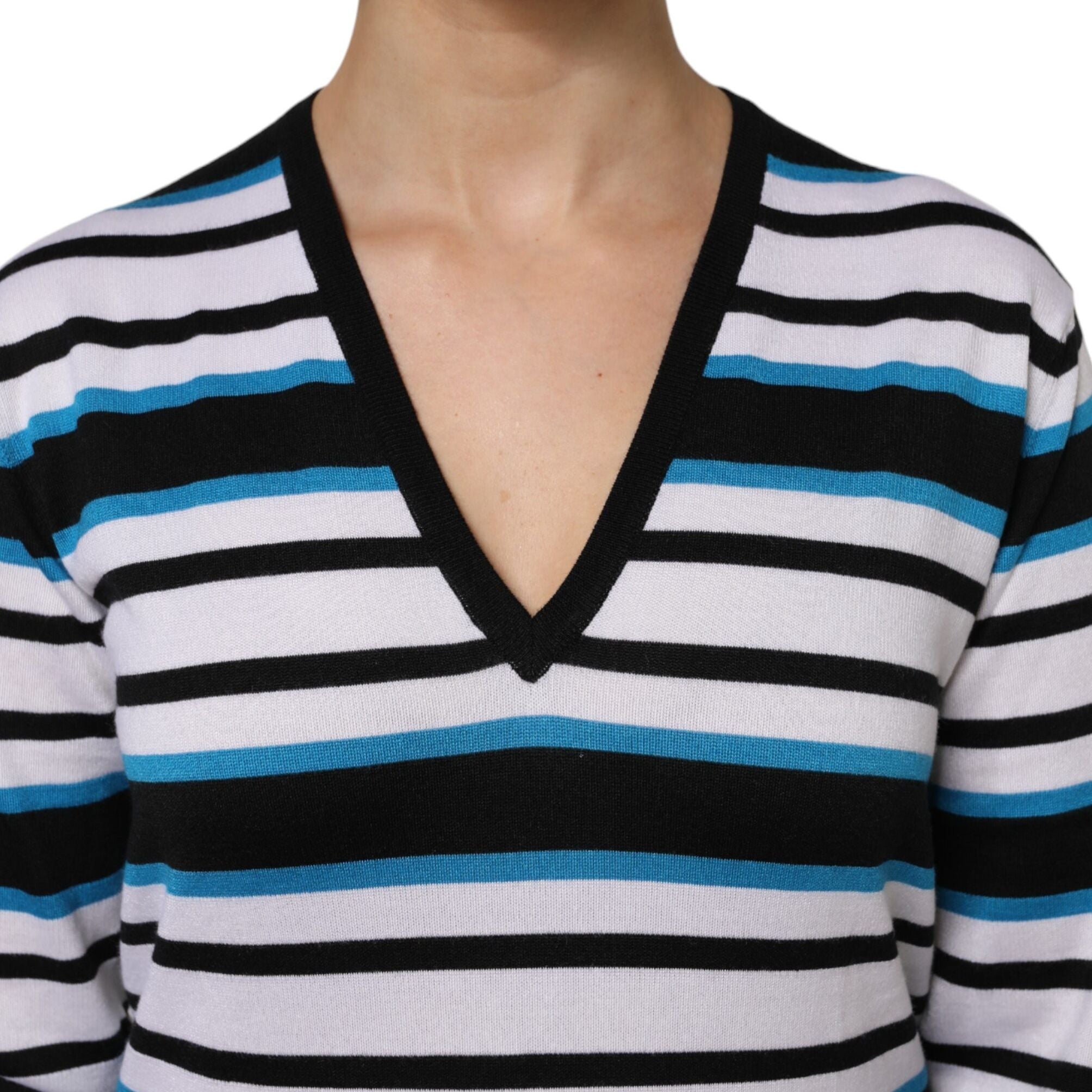 Dolce & Gabbana Multicolor Stripes Long Sleeves V-neck Top