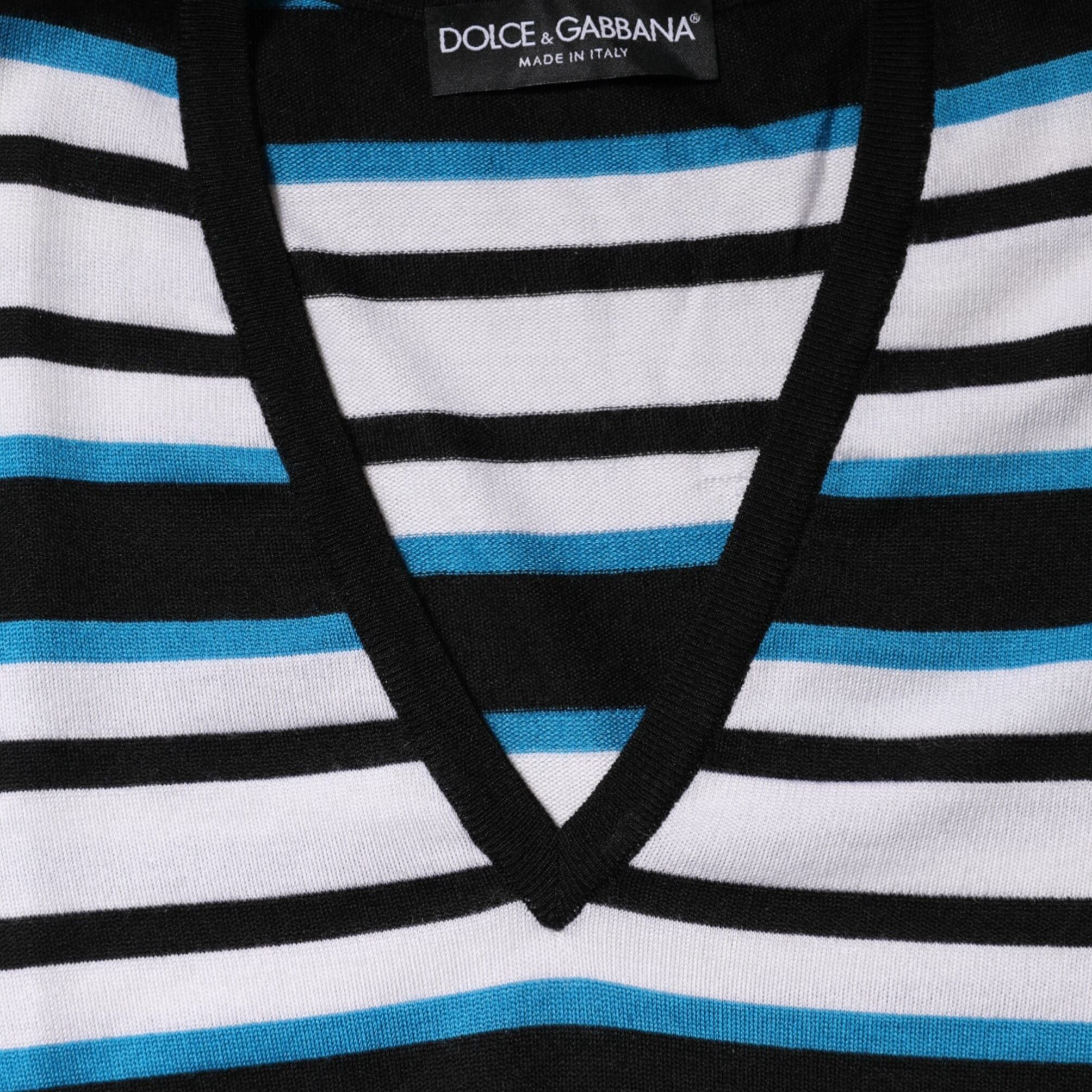 Dolce & Gabbana Multicolor Stripes Long Sleeves V-neck Top