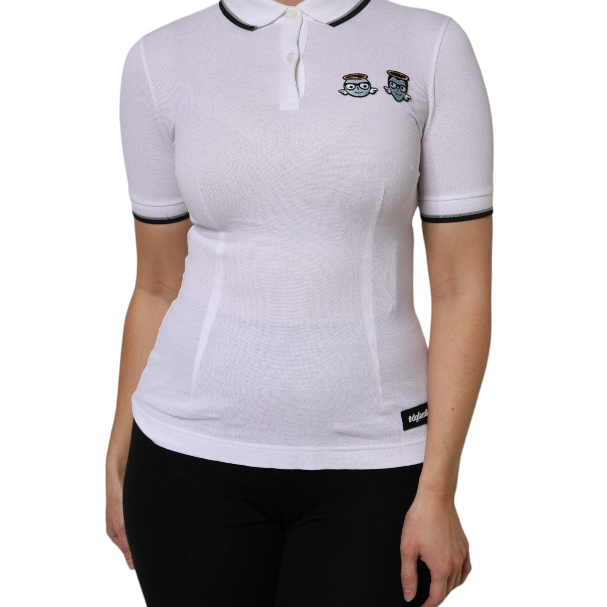 Dolce & Gabbana White Cotton Short Sleeves Collared Polo Top