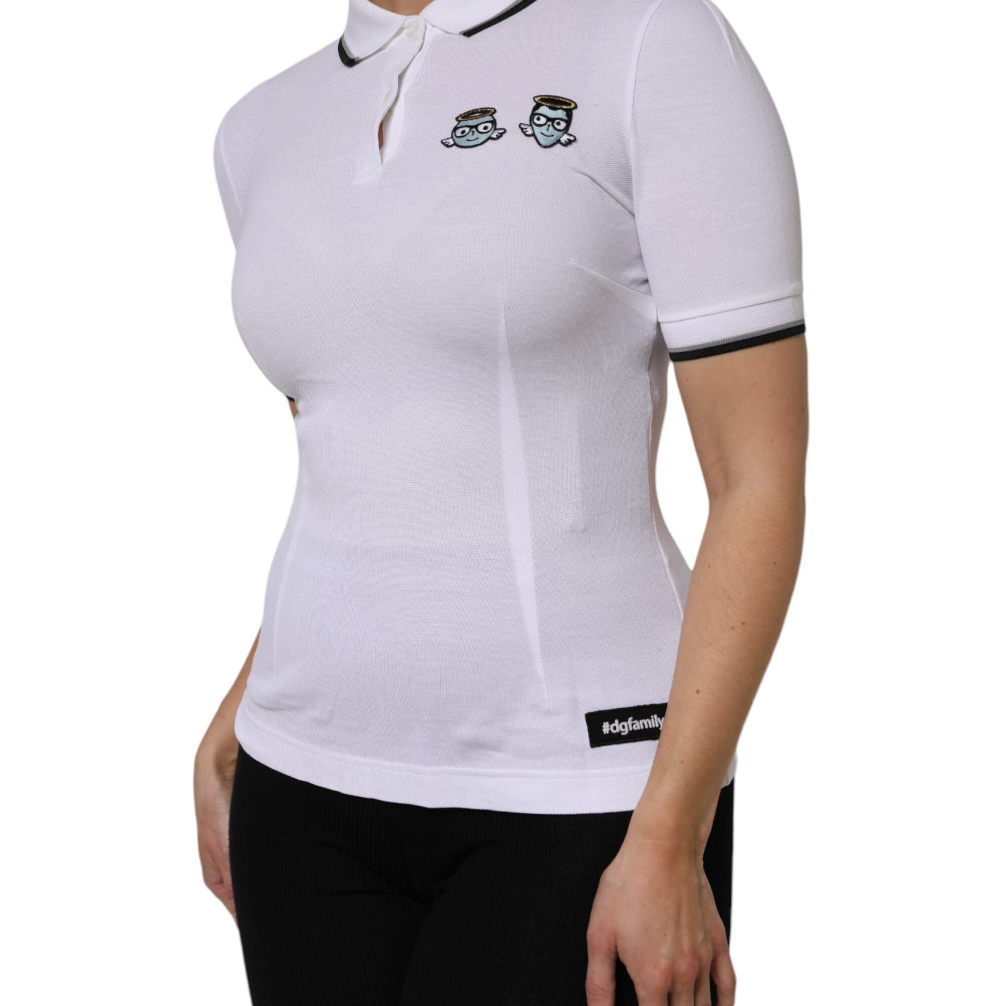 Dolce & Gabbana White Cotton Short Sleeves Collared Polo Top