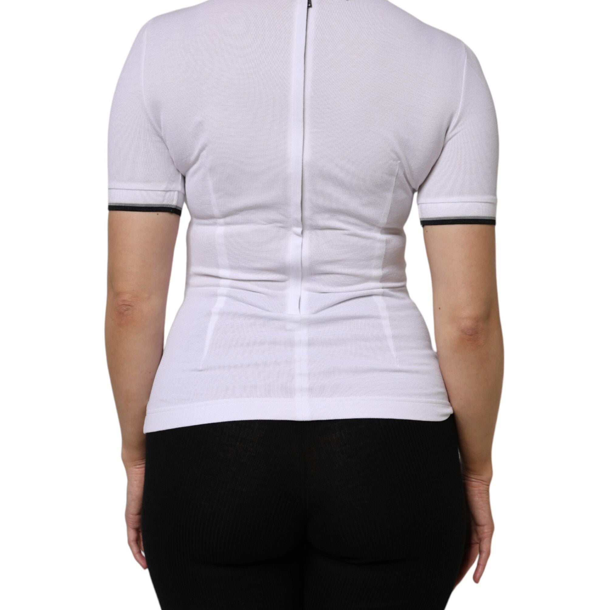 Dolce & Gabbana White Cotton Short Sleeves Collared Polo Top