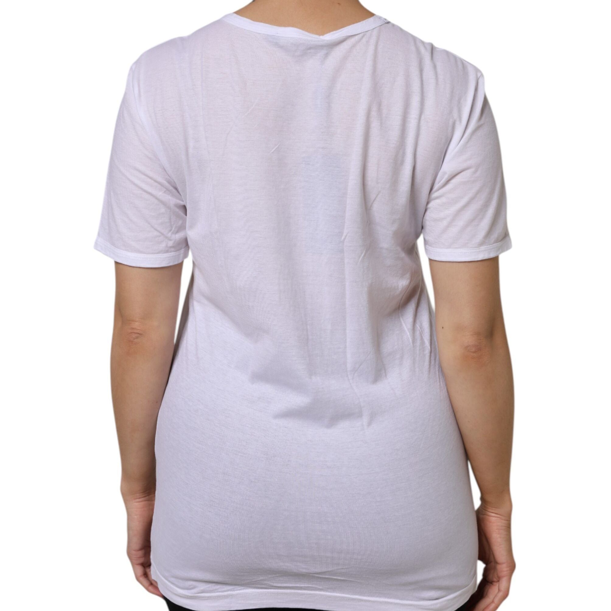 Dolce & Gabbana White Cotton Short Sleeves V-Neck Top T-shirt