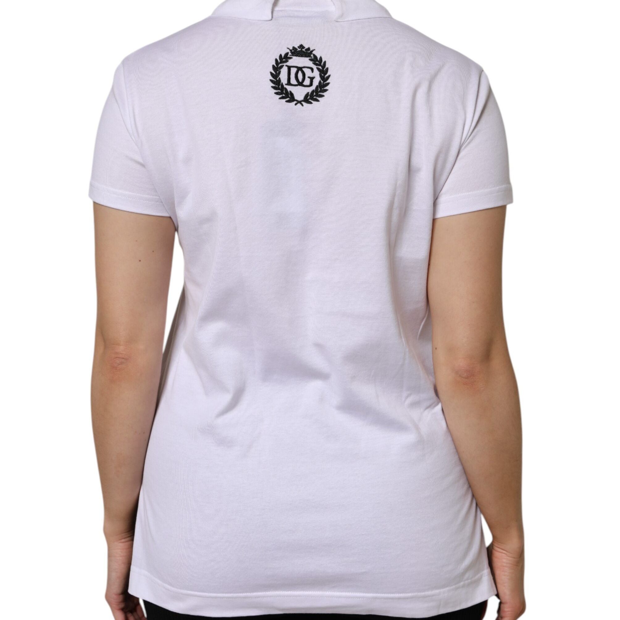 Dolce & Gabbana White Cotton Short Sleeve V-Neck Top T-shirt