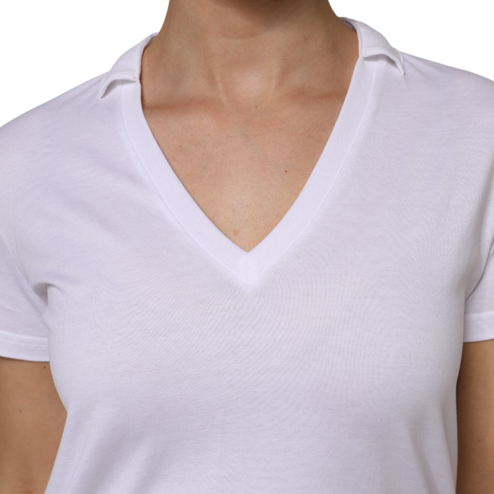 Dolce & Gabbana White Cotton Short Sleeve V-Neck Top T-shirt