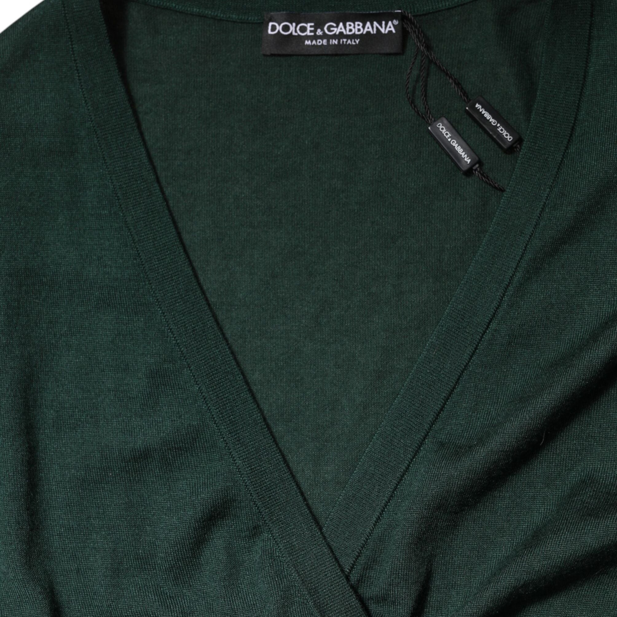 Dolce & Gabbana Dark Green Cashmere Silk Cardigan Sweater