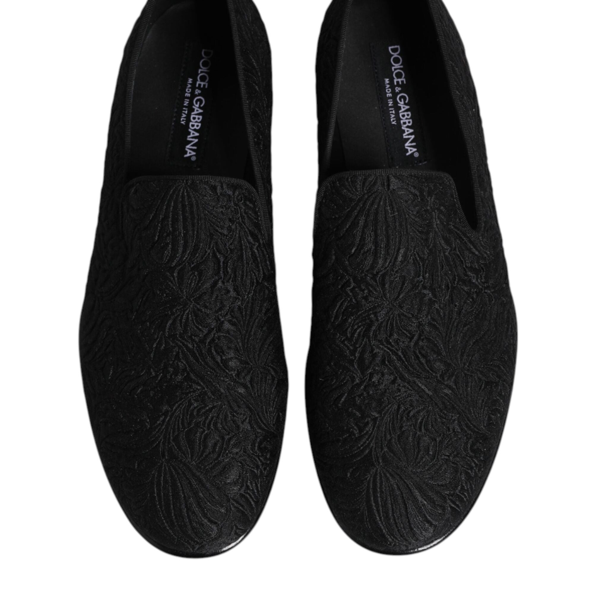 Dolce & Gabbana Black Jacquard Slip On Loafers Formal Shoes