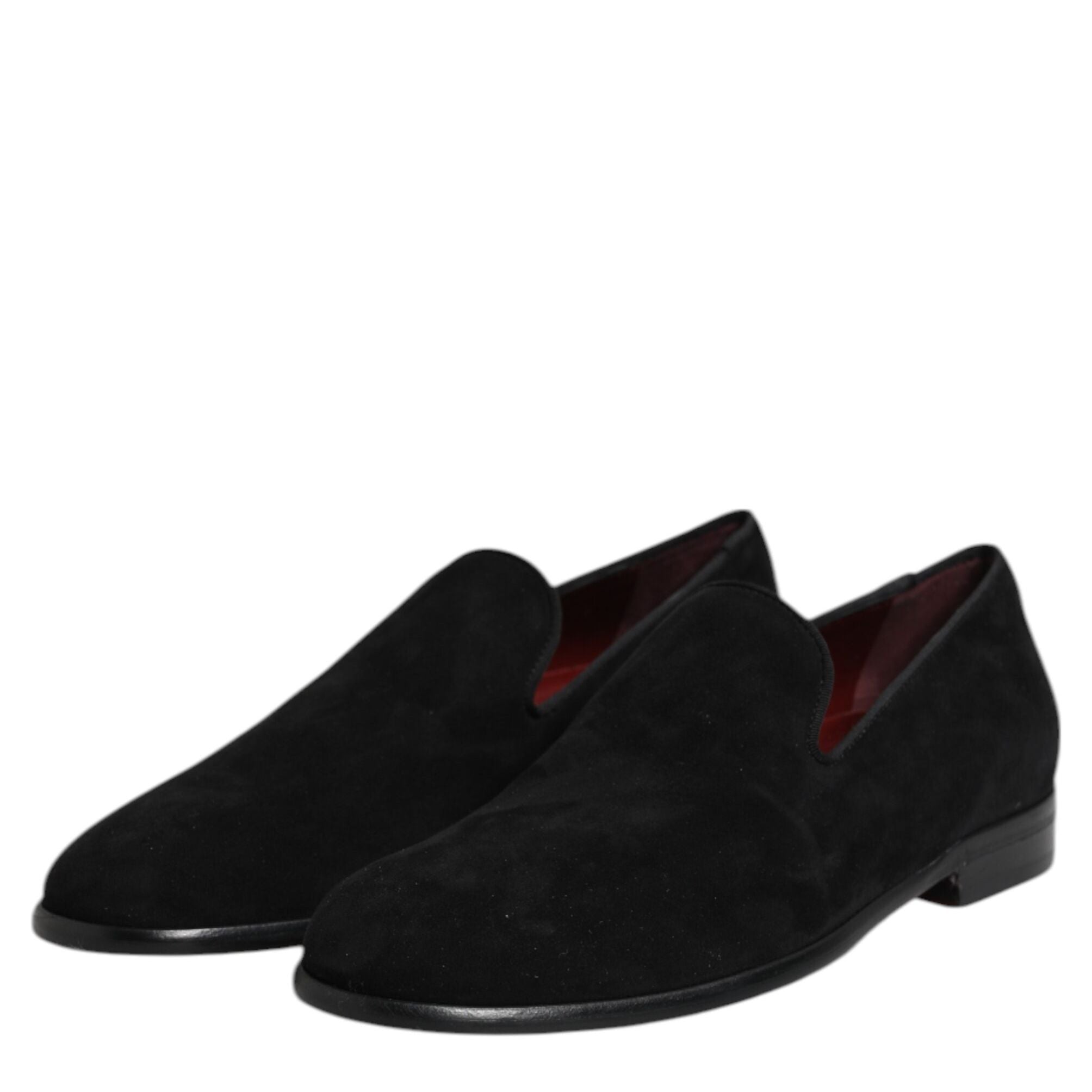 Dolce & Gabbana Black Suede Slip On Loafers Formal Shoes