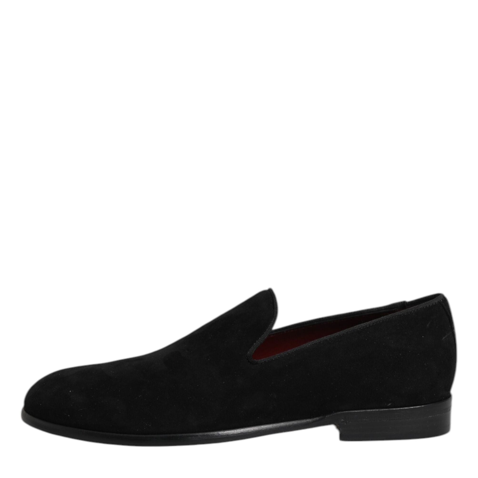 Dolce & Gabbana Black Suede Slip On Loafers Formal Shoes