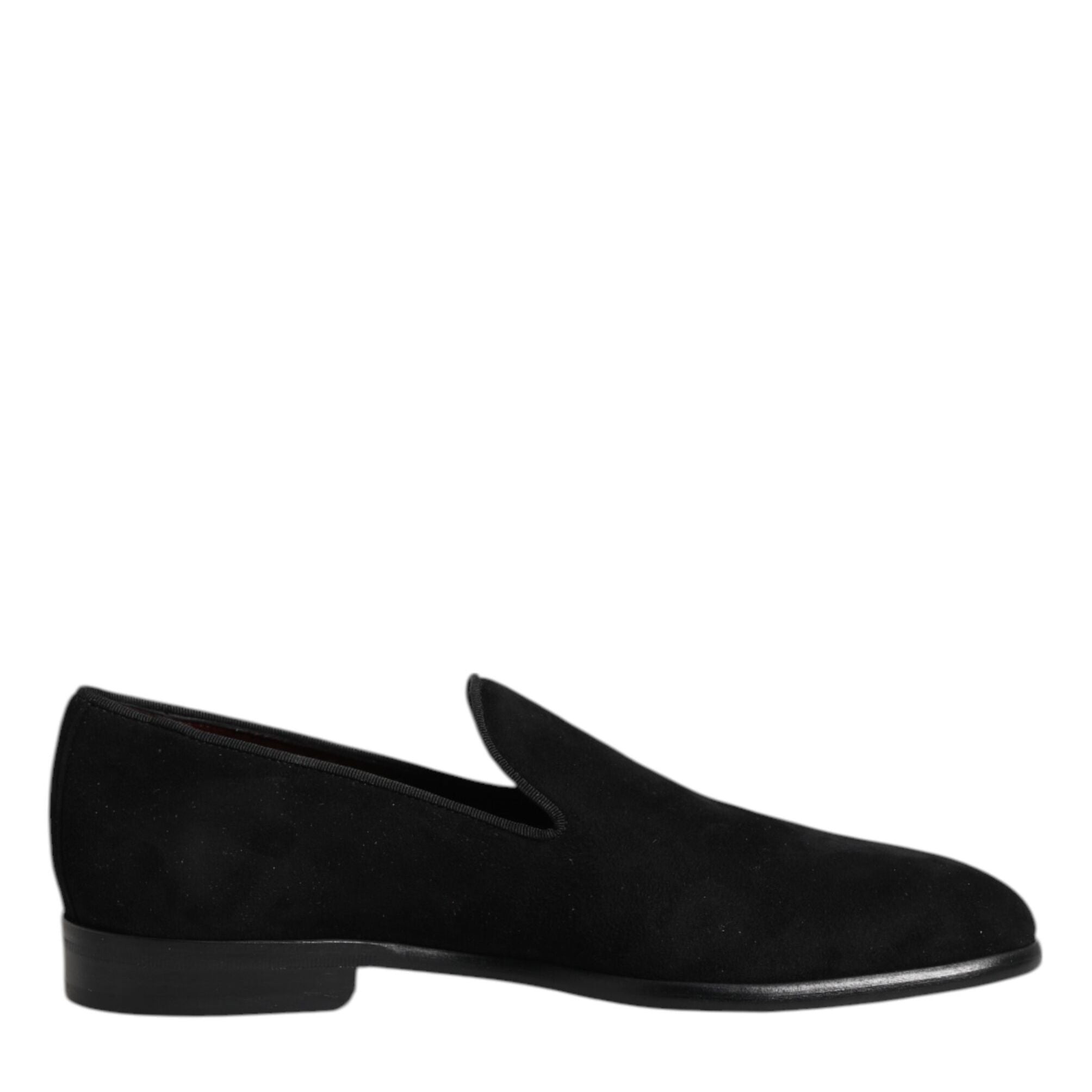 Dolce & Gabbana Black Suede Slip On Loafers Formal Shoes