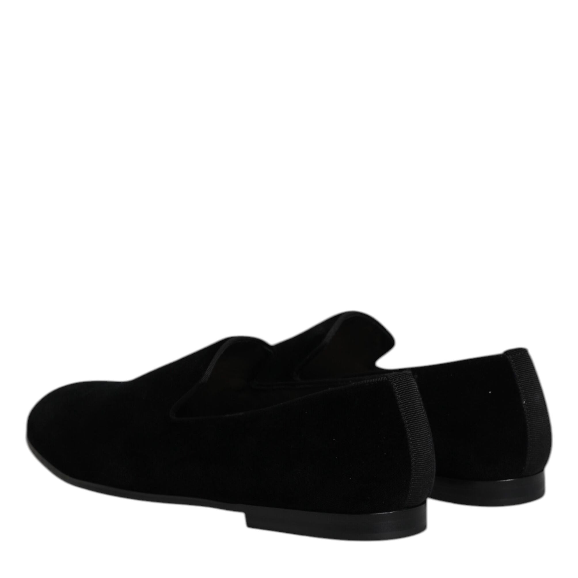 Dolce & Gabbana Black Velvet Slip On Loafers Formal Shoes