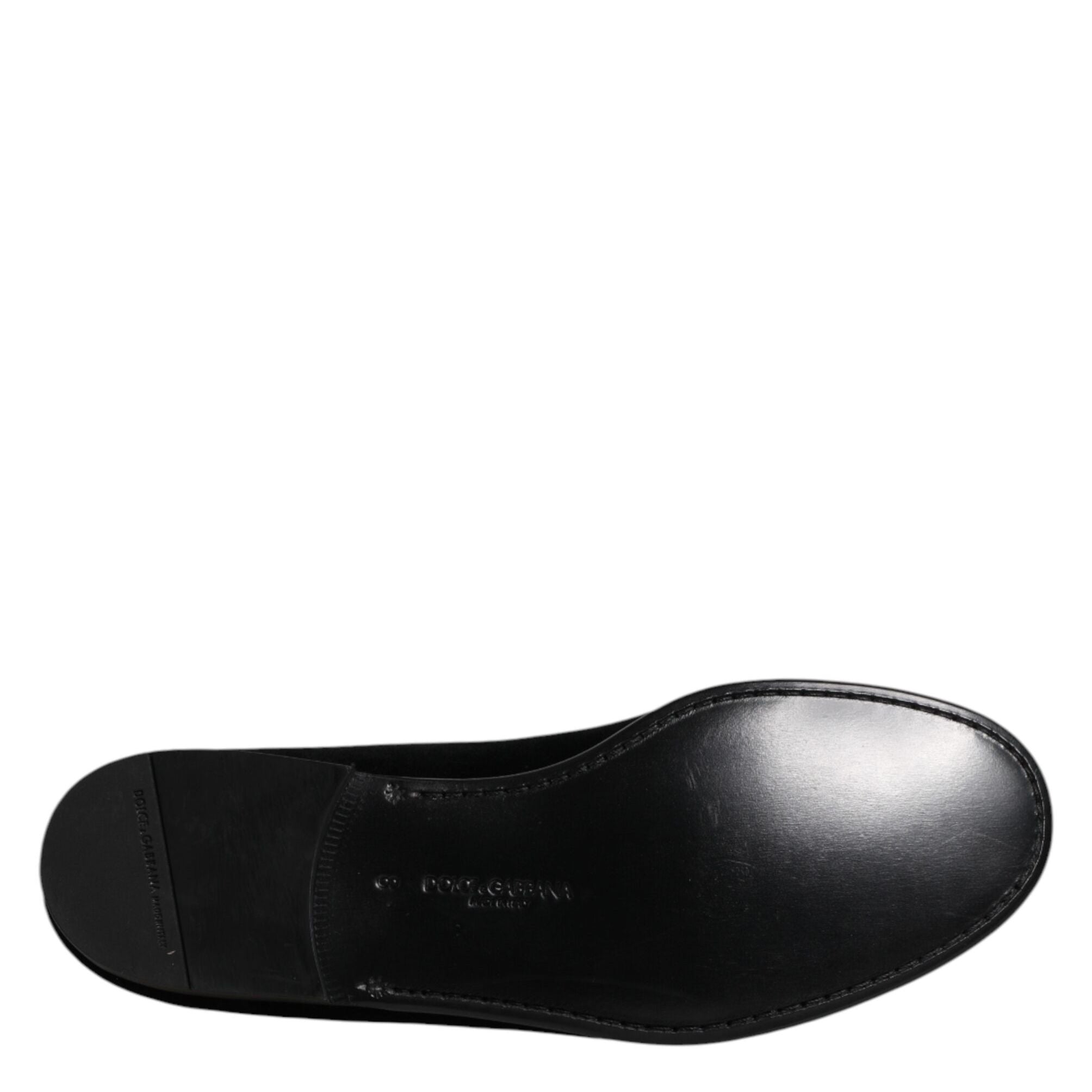 Dolce & Gabbana Black Velvet Slip On Loafers Formal Shoes