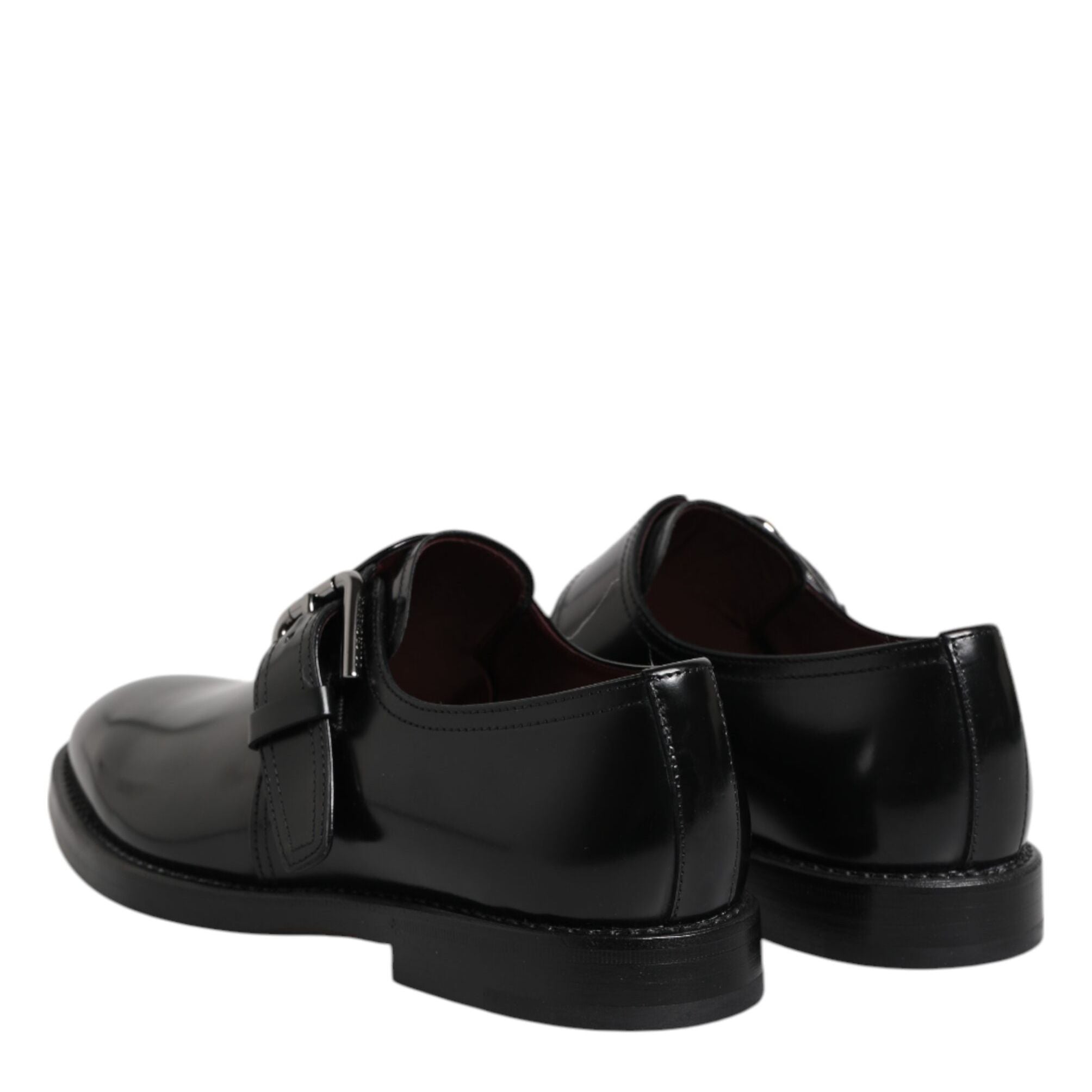 Dolce & Gabbana Black Leather Monk Strap Derby Formal Shoes