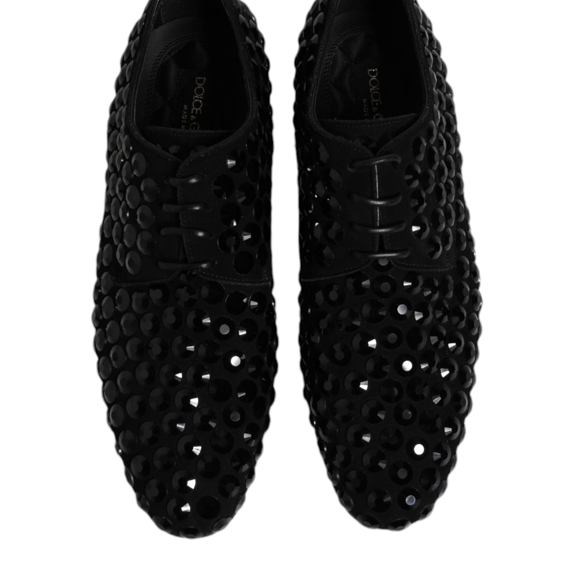 Dolce & Gabbana Black Suede Strass Derby Formal Shoes