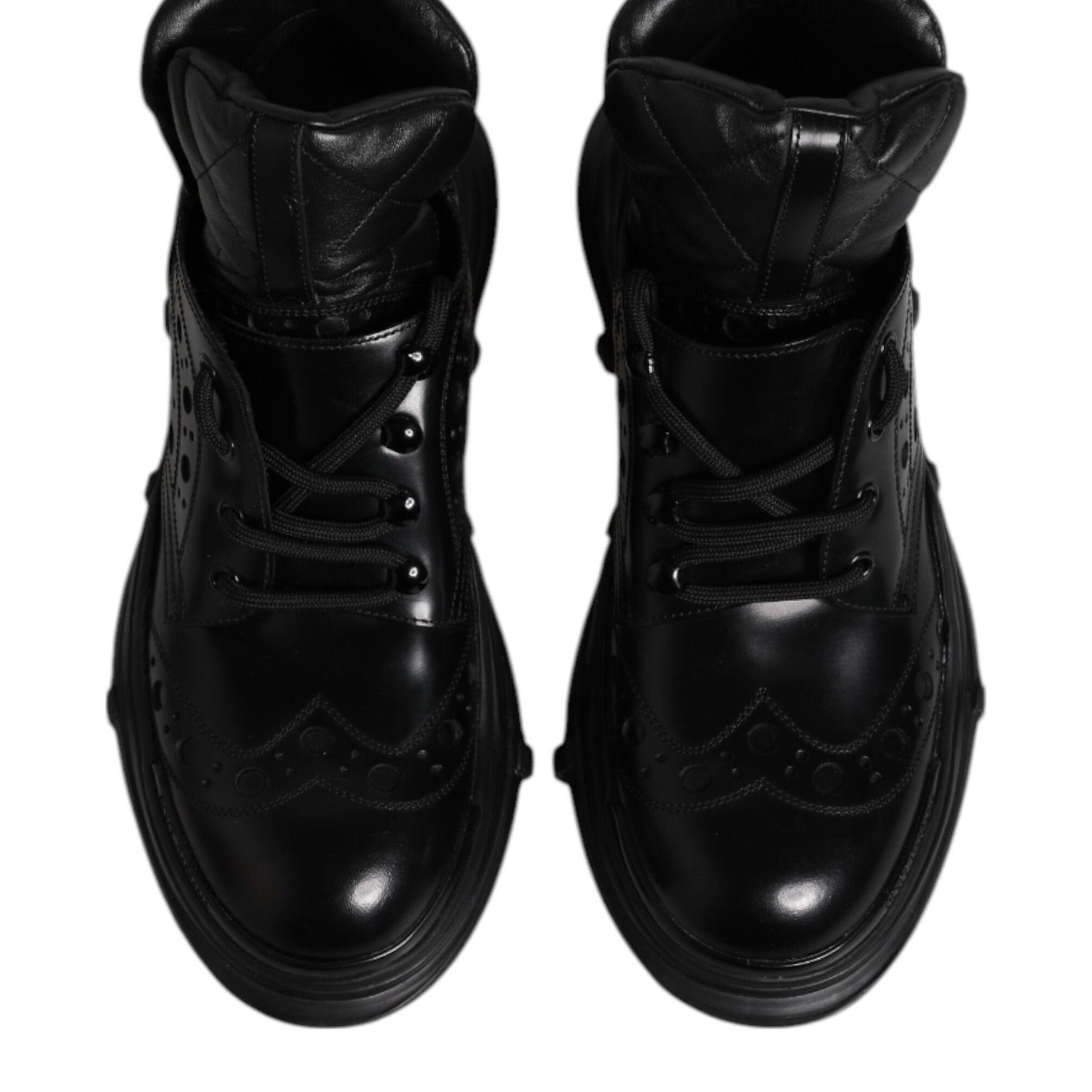 Dolce & Gabbana Black Leather Casual Mens Ankle Boots Shoes