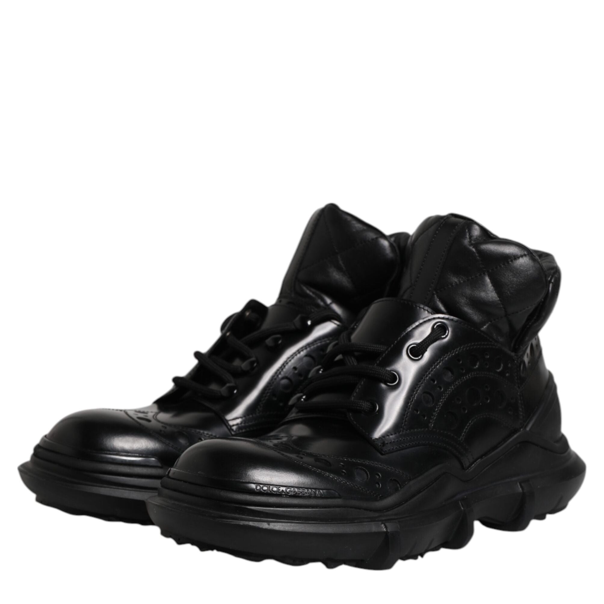 Dolce & Gabbana Black Leather Casual Mens Ankle Boots Shoes