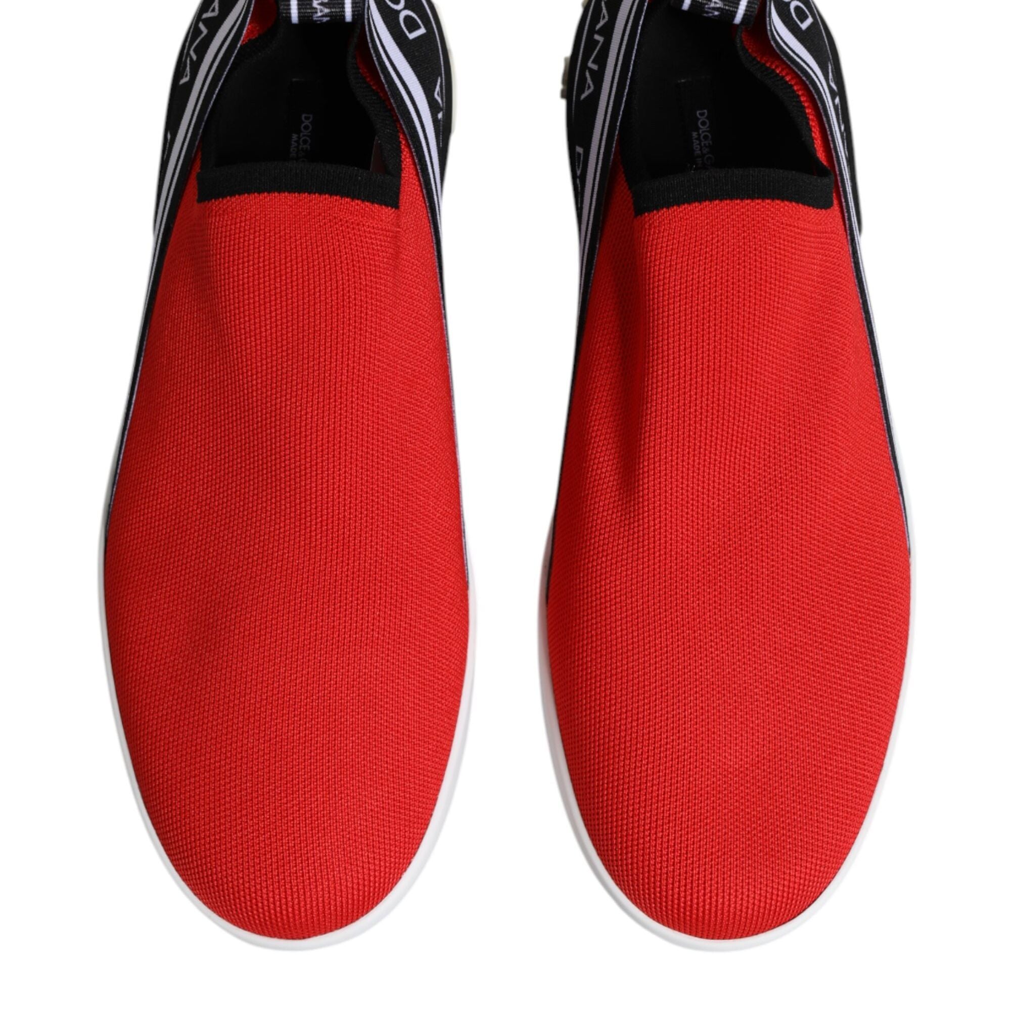 Dolce & Gabbana Red Logo Low Top Slip On Men Sneakers Shoes