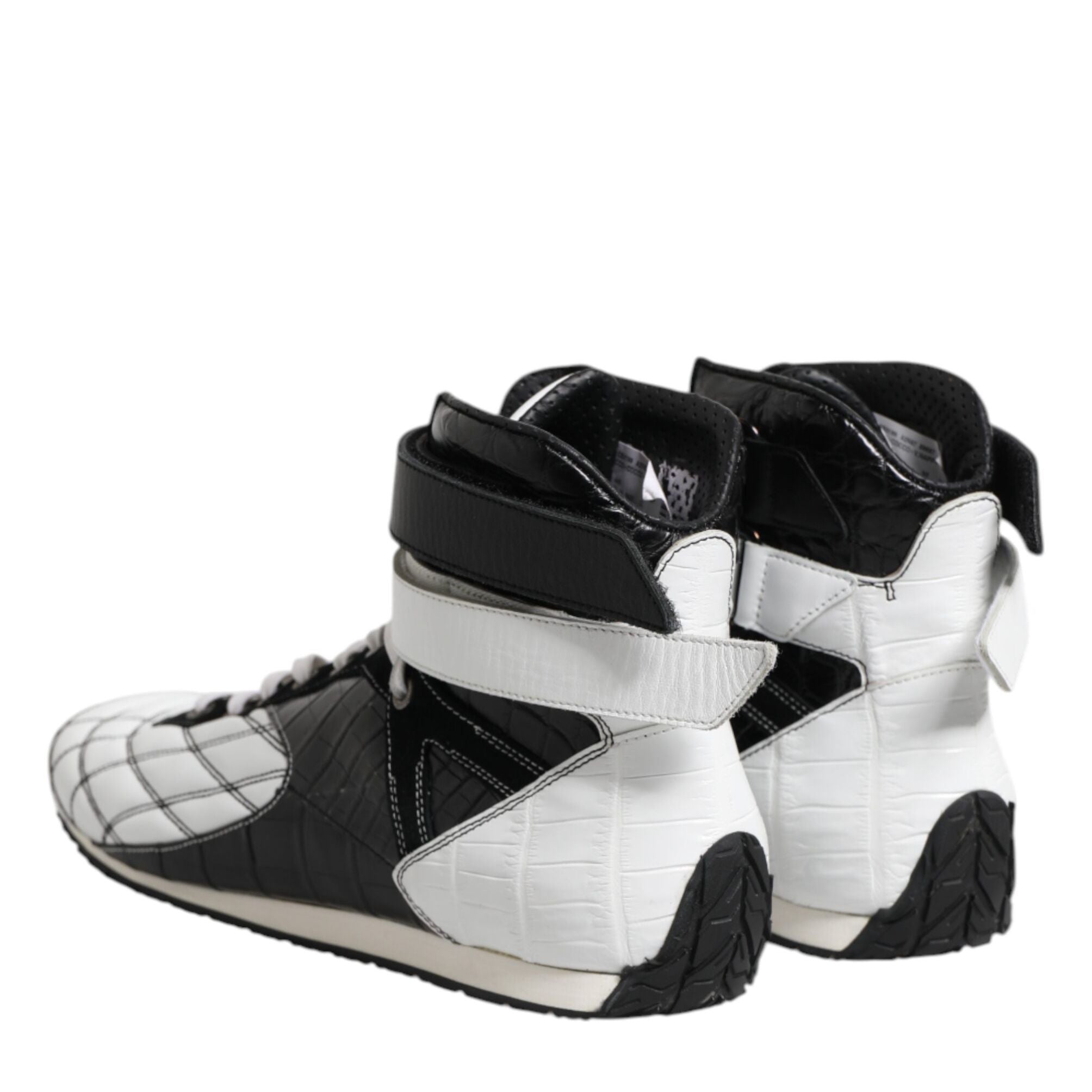 Dolce & Gabbana Black White Leather High Top Sneakers Shoes