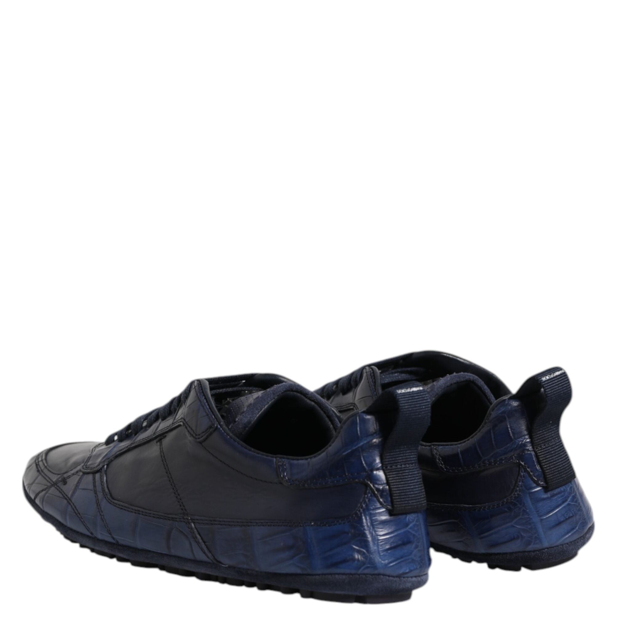 Dolce & Gabbana Dark Blue Leather Low Top Men Sneakers Shoes