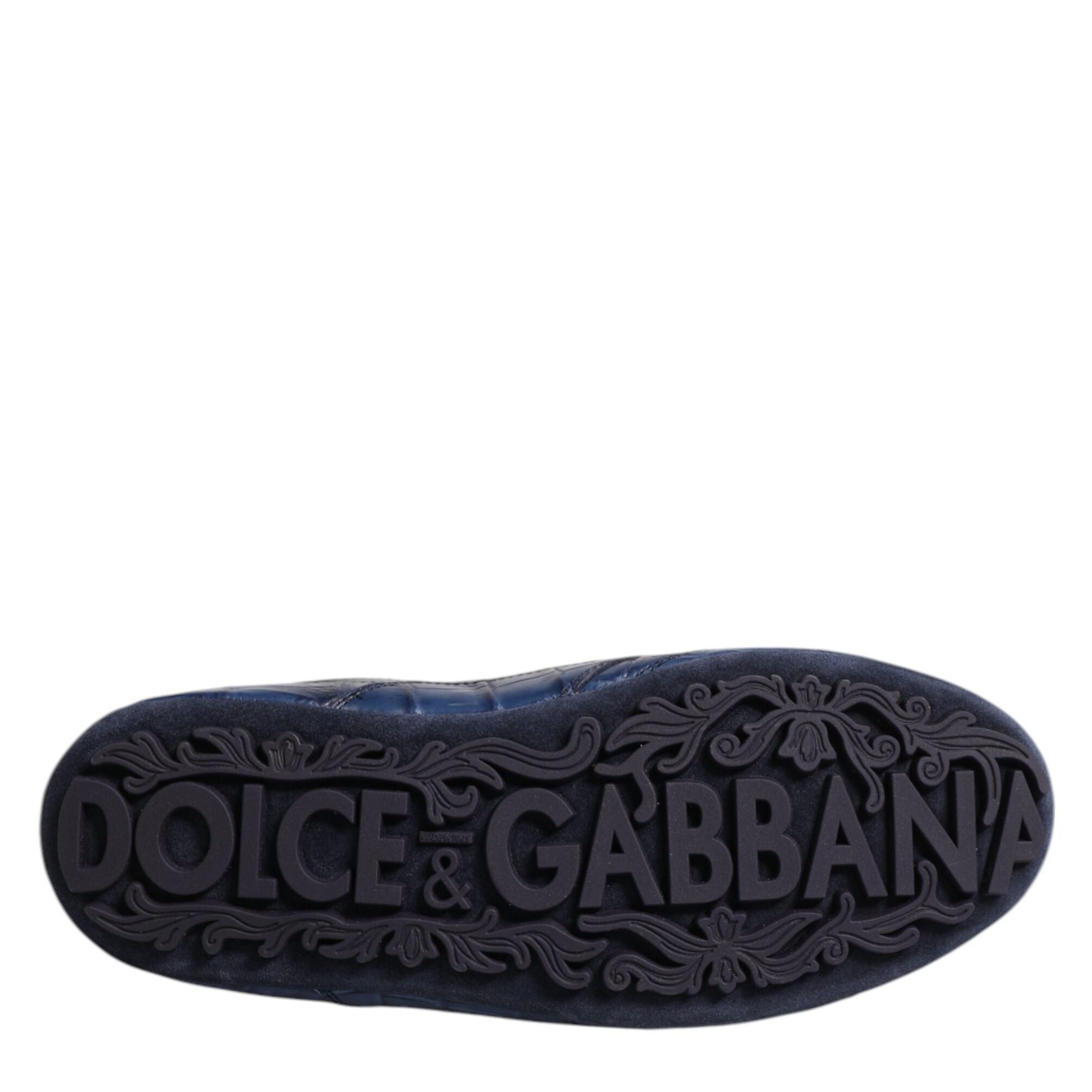 Dolce & Gabbana Dark Blue Leather Low Top Men Sneakers Shoes