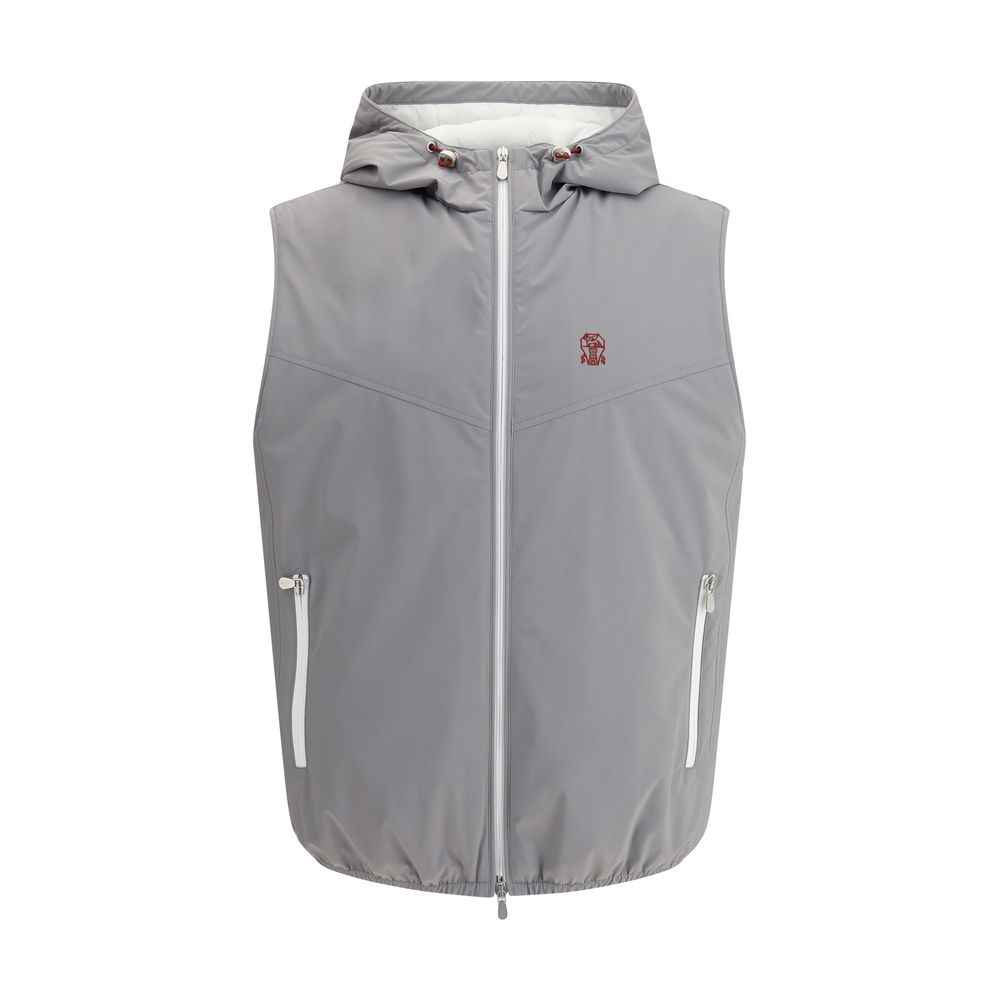 Brunello Cucinelli Gray Polyamide Sleveless Jacket