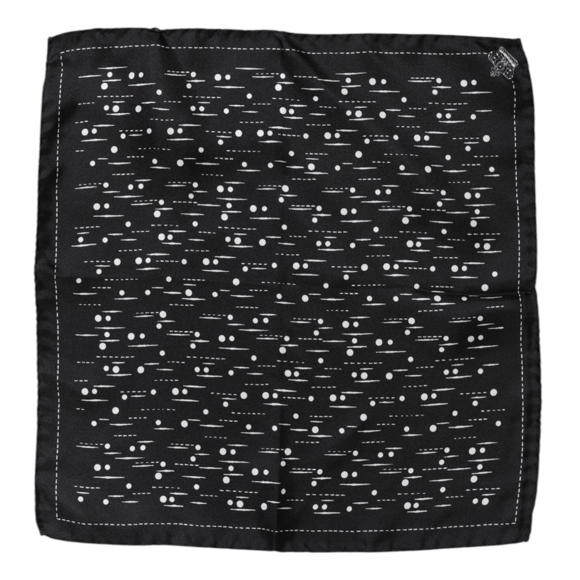 Dolce & Gabbana Black White Printed Square Men Foulard Scarf