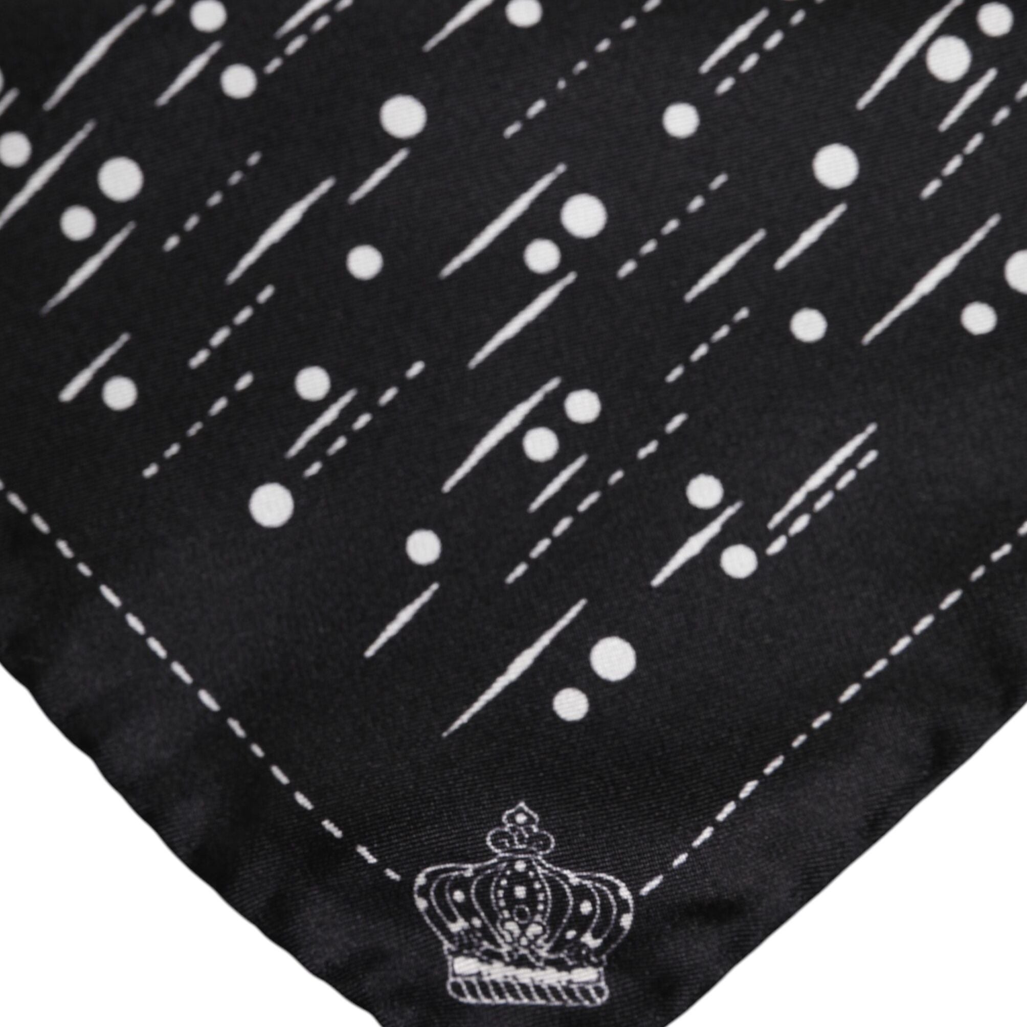 Dolce & Gabbana Black White Printed Square Men Foulard Scarf
