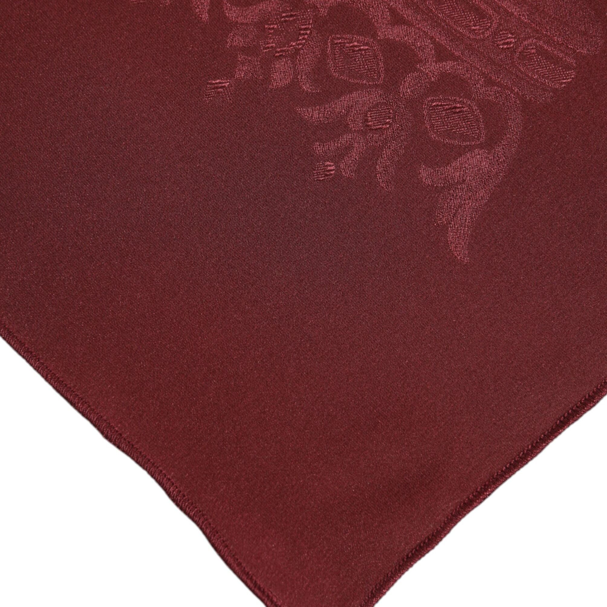 Dolce & Gabbana Maroon Silk Crown Square Men Foulard Scarf