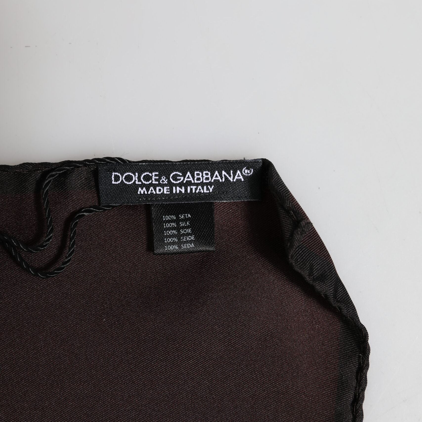 Dolce & Gabbana Brown DG Crown Silk Square Men Foulard Scarf
