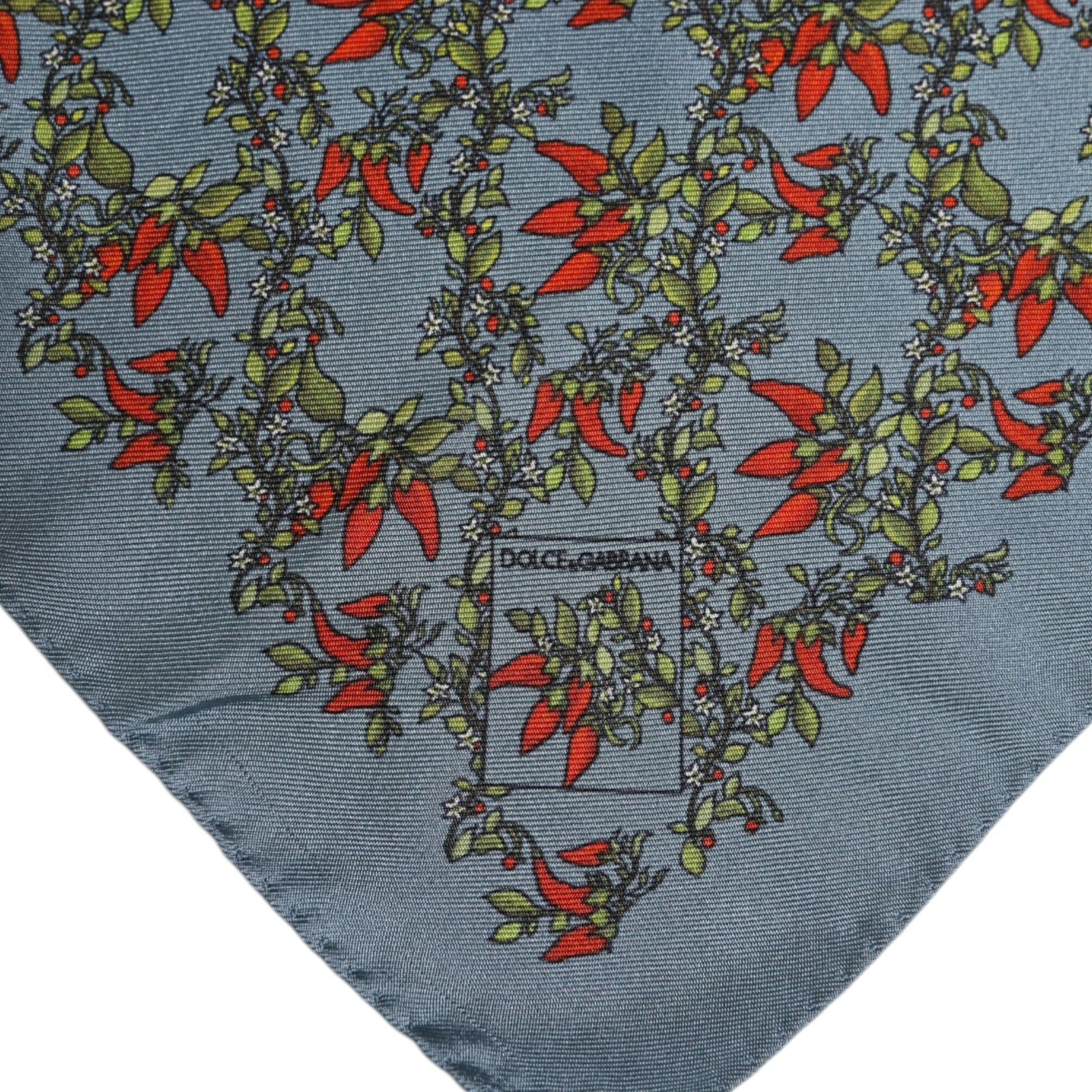 Dolce & Gabbana Gray Chilis Silk Square Men Foulard Scarf