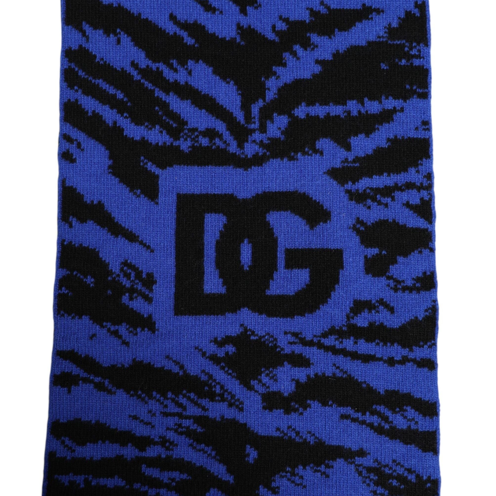 Dolce & Gabbana Blue Black Logo Neck Warmer Wrap Shawl Scarf