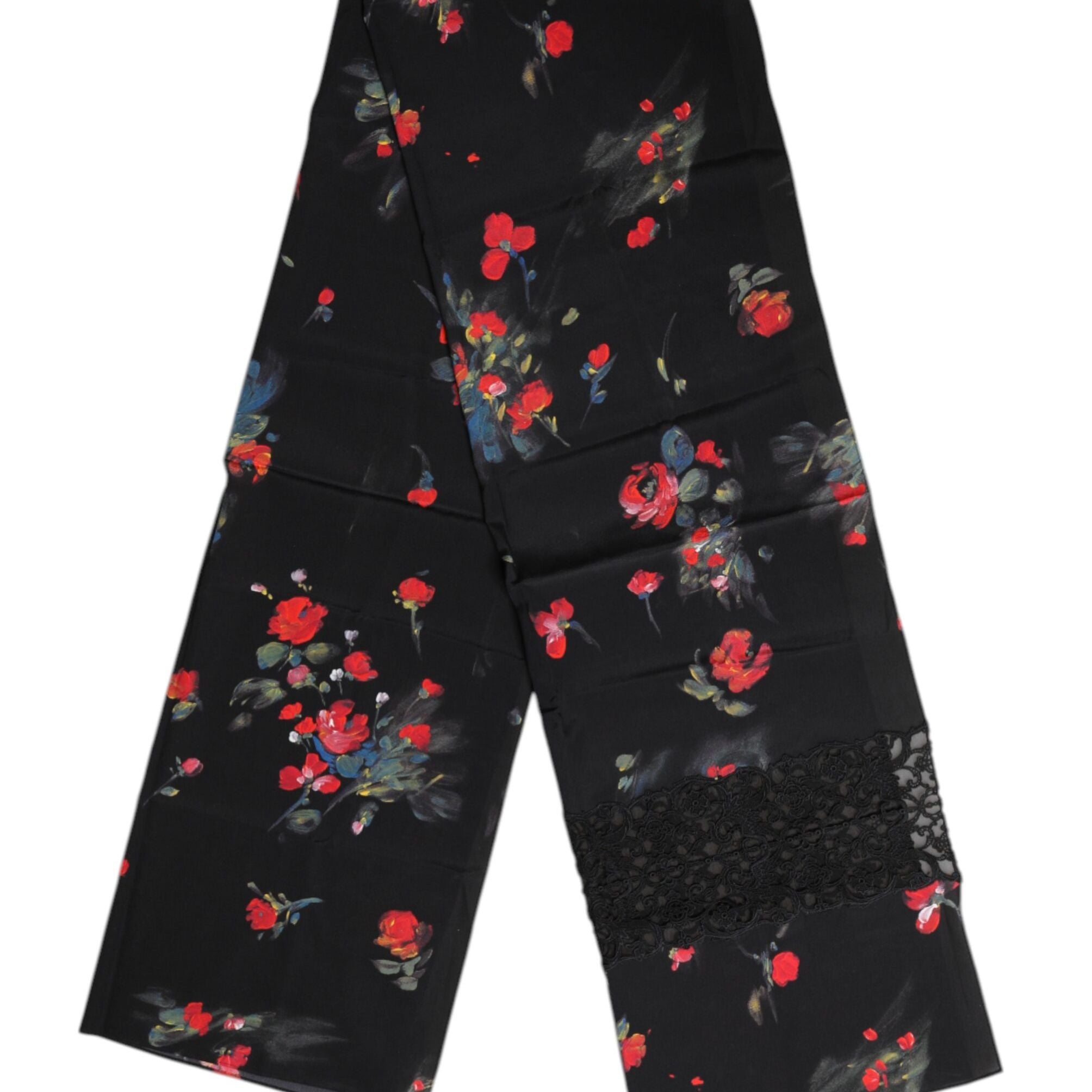 Dolce & Gabbana Black Floral Print Neck Warmer Wrap Scarf