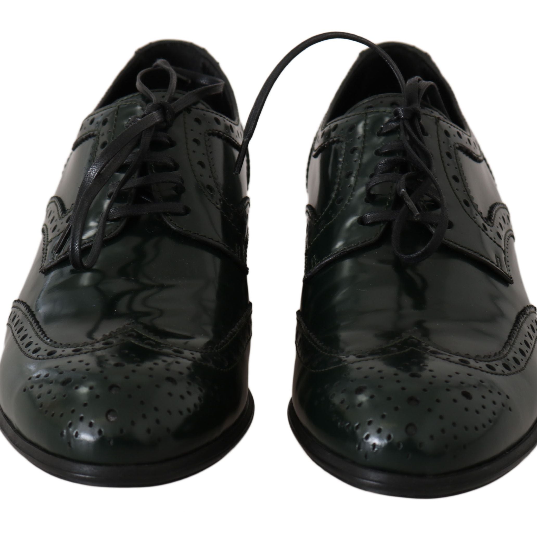 Dolce & Gabbana Green Leather Broque Oxford Wingtip Shoes