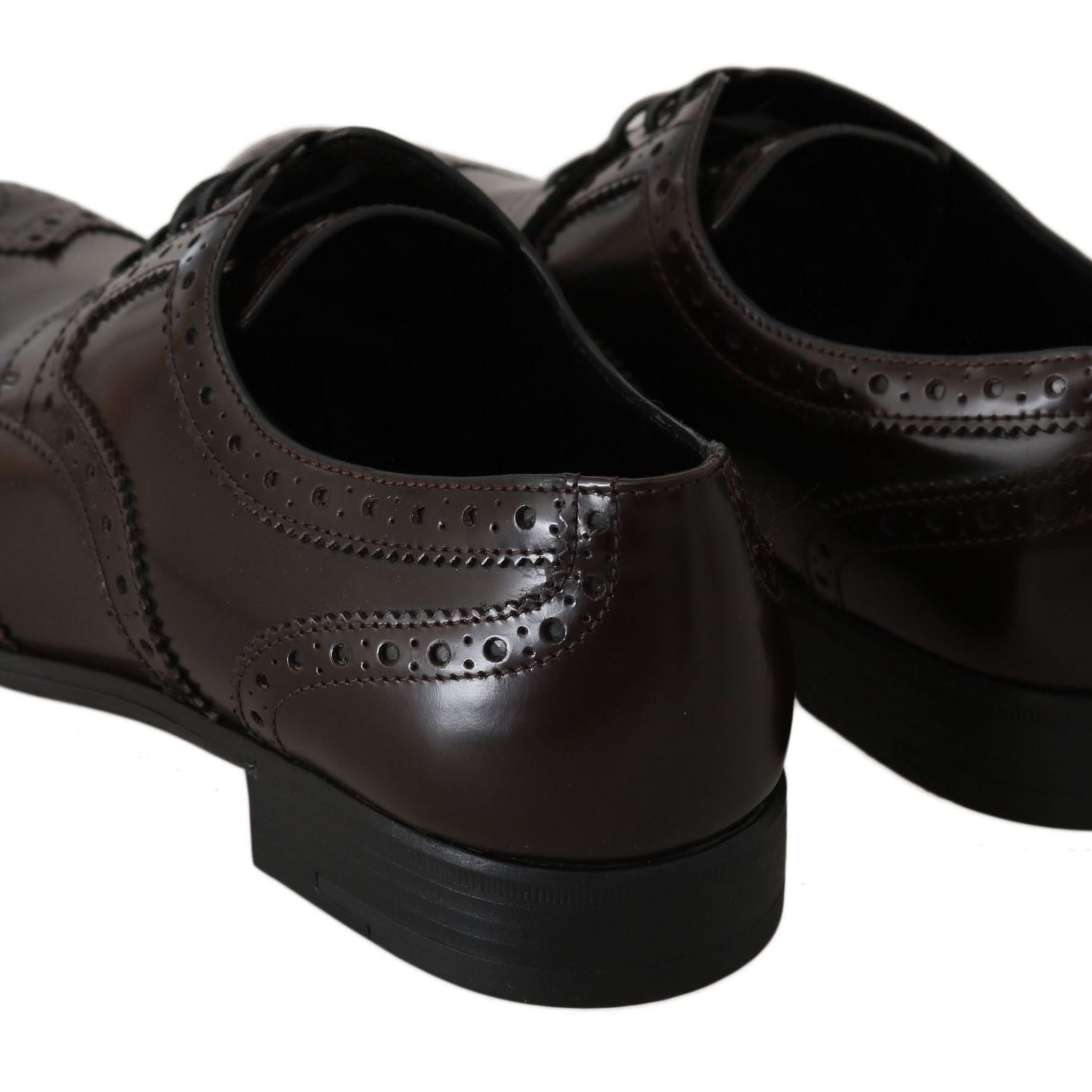 Dolce & Gabbana Brown Leather Broques Oxford Wingtip Shoes