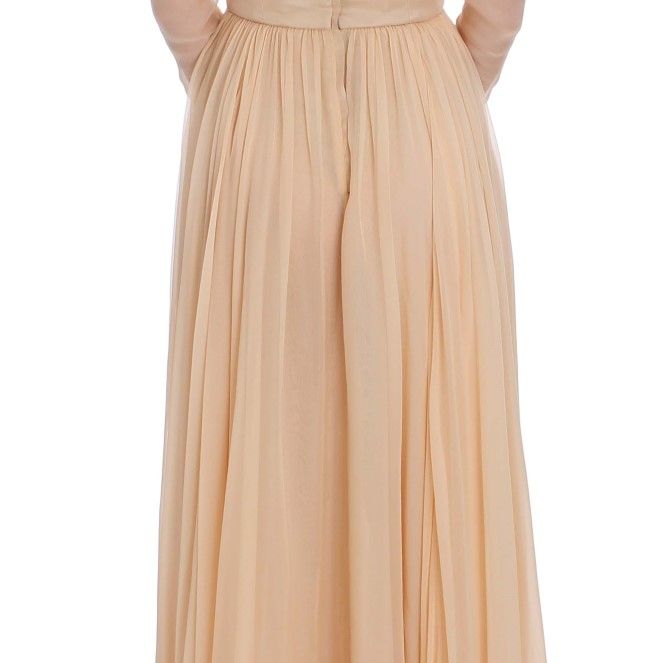 Dolce & Gabbana Beige Silk Ball Gown Full Length Dress