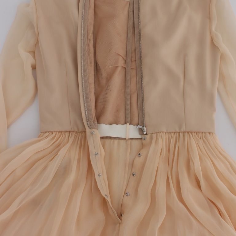 Dolce & Gabbana Beige Silk Ball Gown Full Length Dress