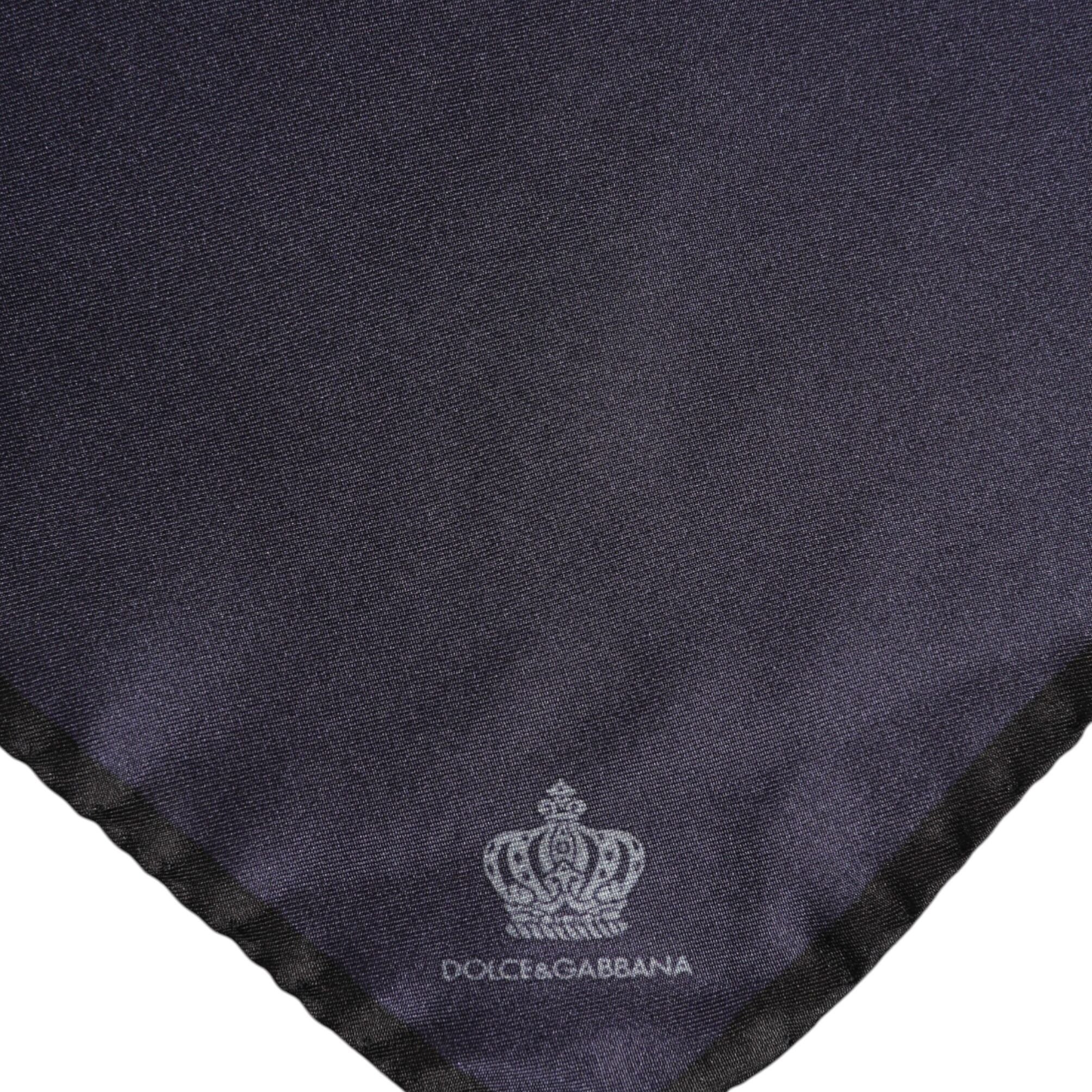 Dolce & Gabbana Blue DG Crown Silk Square Men Foulard Scarf