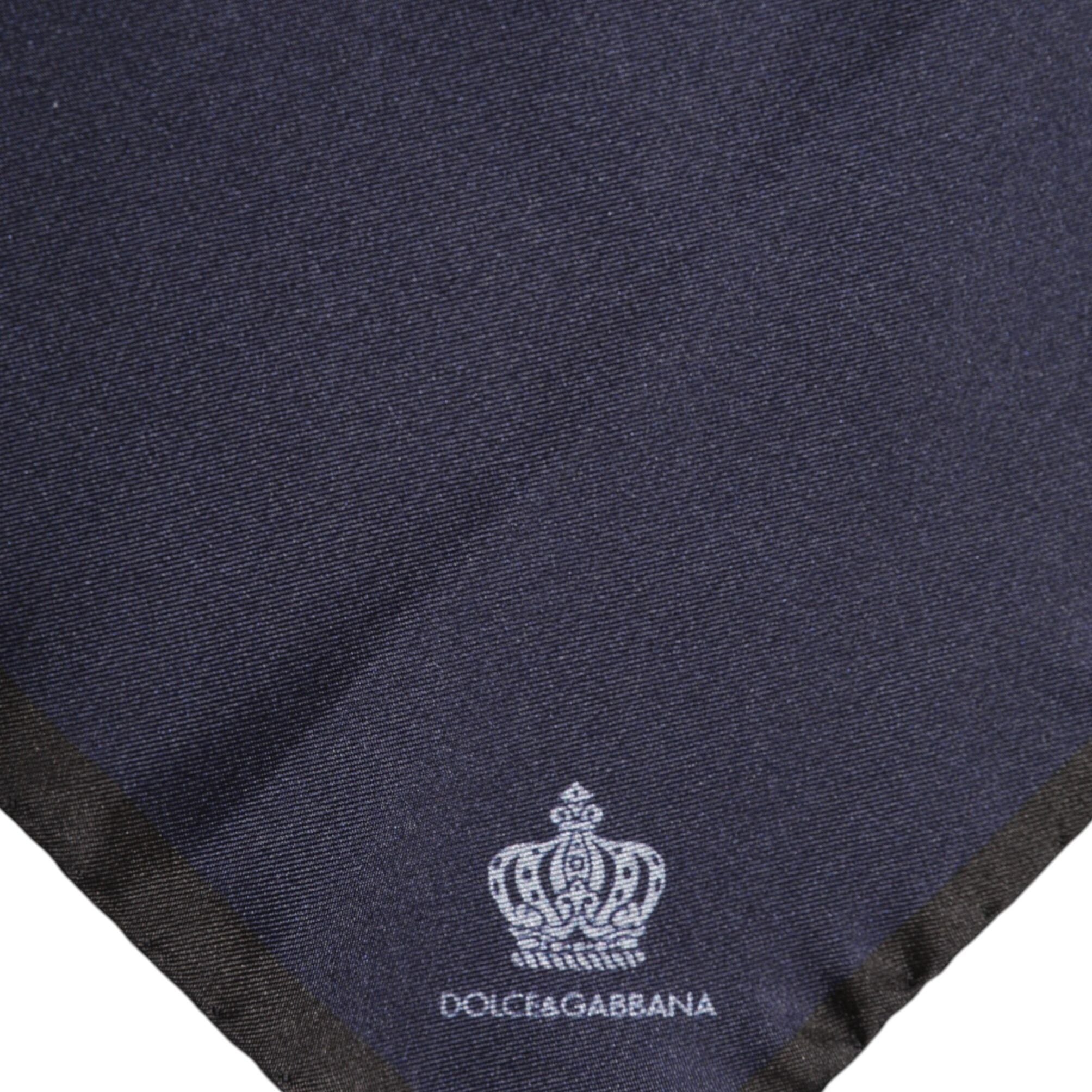 Dolce & Gabbana Blue DG Crown Silk Square Men Foulard Scarf