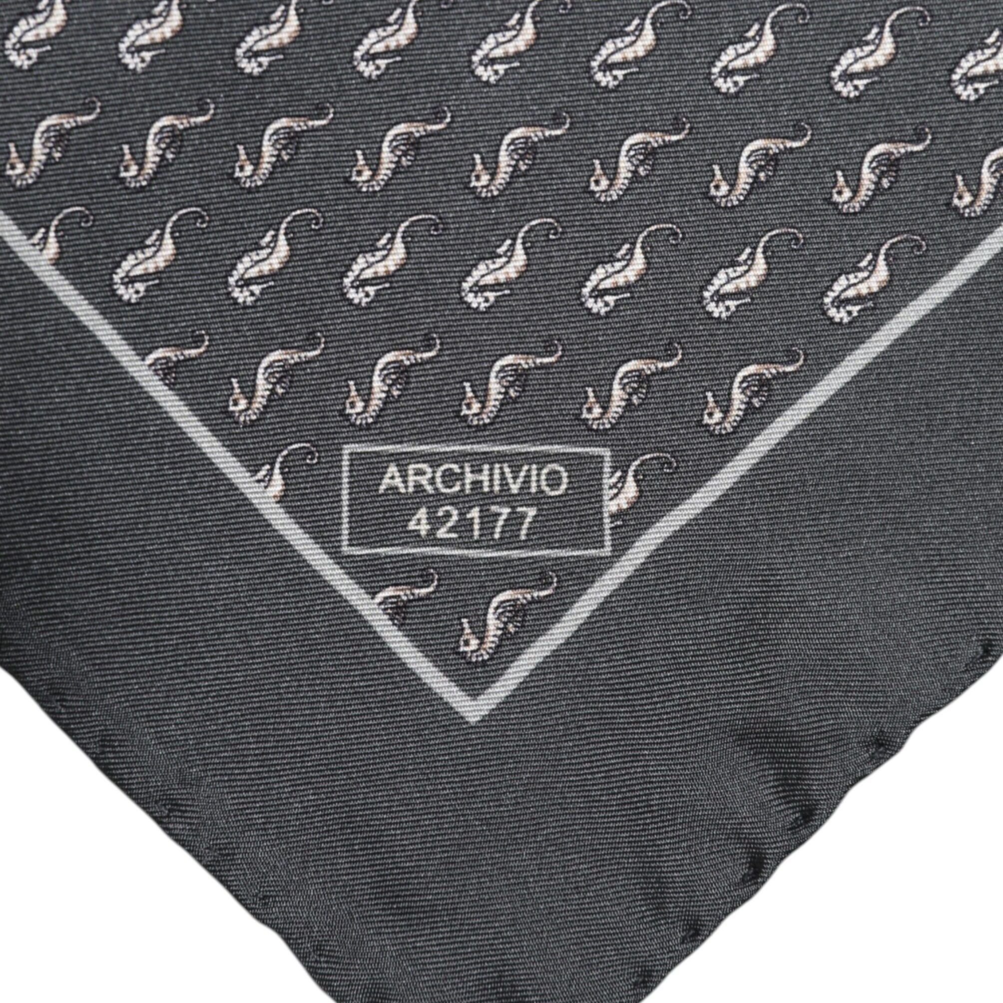 Dolce & Gabbana Black Fish Print Silk Square Men Foulard Scarf