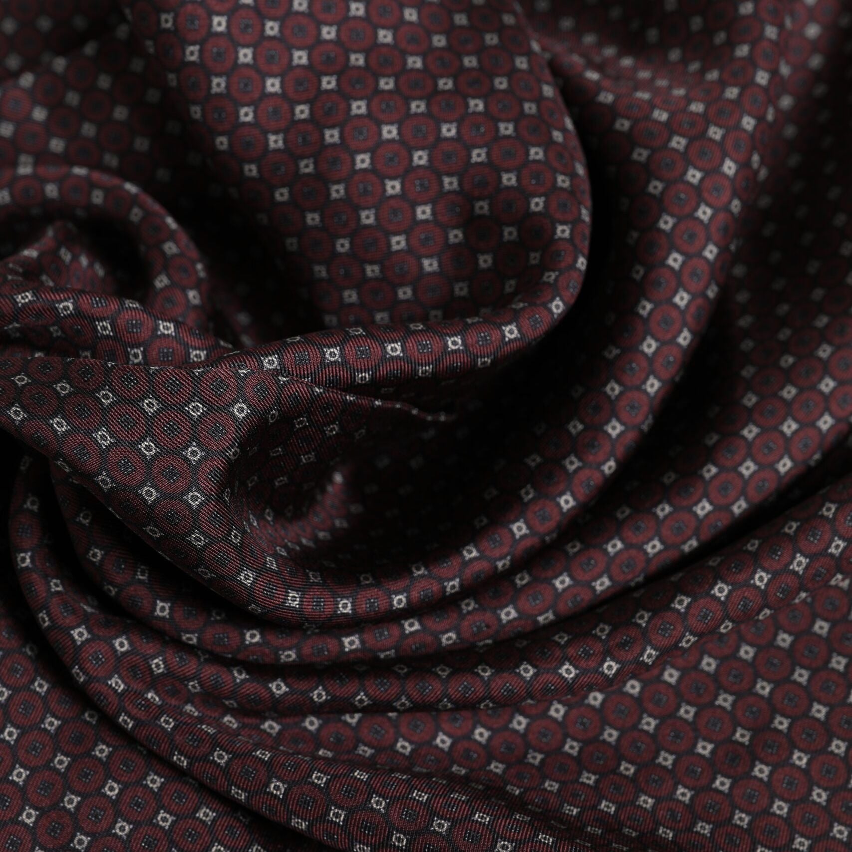 Dolce & Gabbana Maroon Dotted Silk Fringes Foulard Scarf