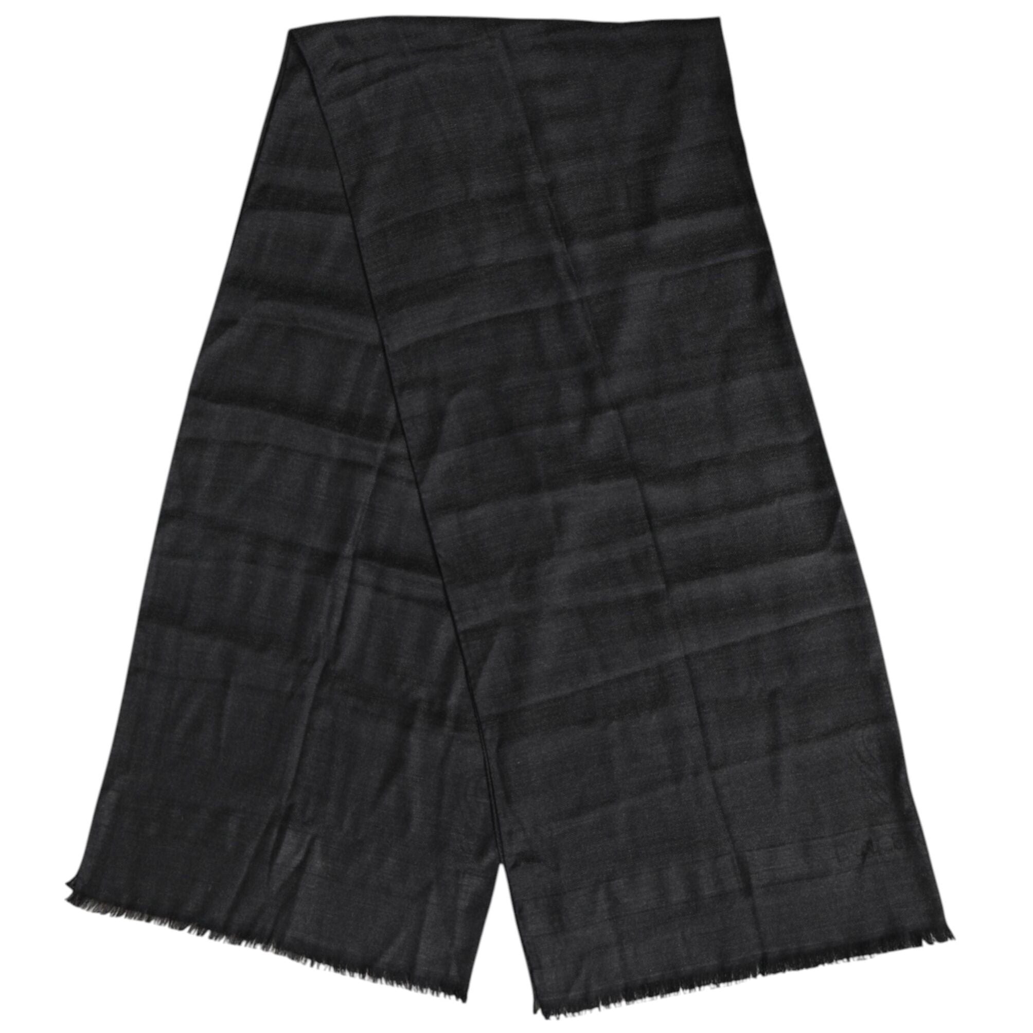 Dolce & Gabbana Dark Gray Cashmere Fringes Neck Warmer Scarf
