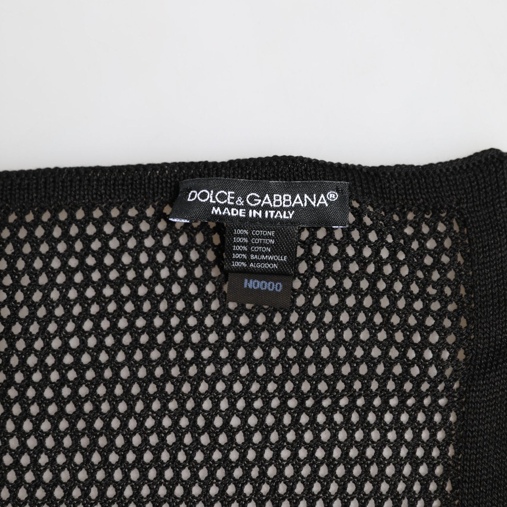 Dolce & Gabbana Black Patterned Cotton Square Foulard Scarf