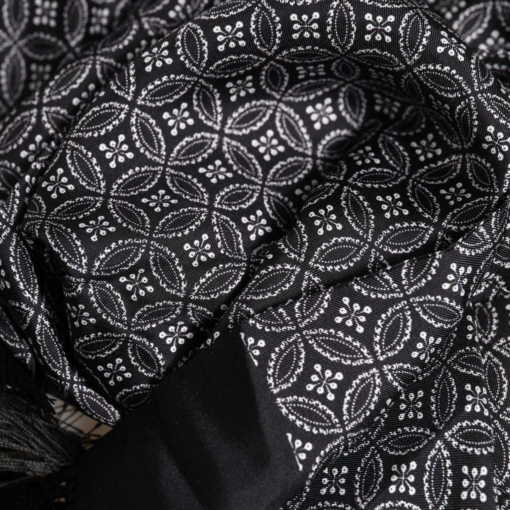Dolce & Gabbana Black Patterned Fringes Men Foulard Scarf