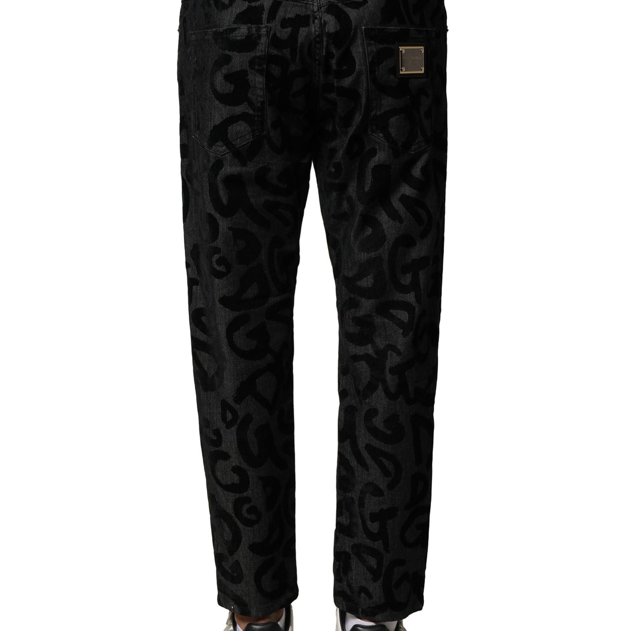 Dolce & Gabbana Gray Cotton DG Logo Straight Men Denim Jeans