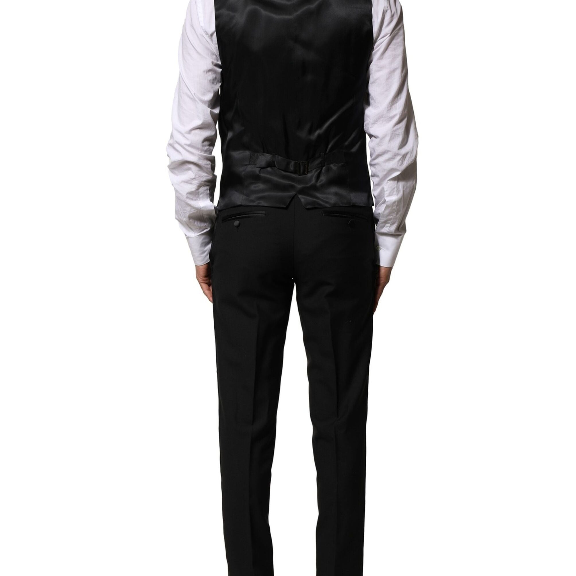 Dolce & Gabbana Black Wool 3 Piece Single Breasted Suit