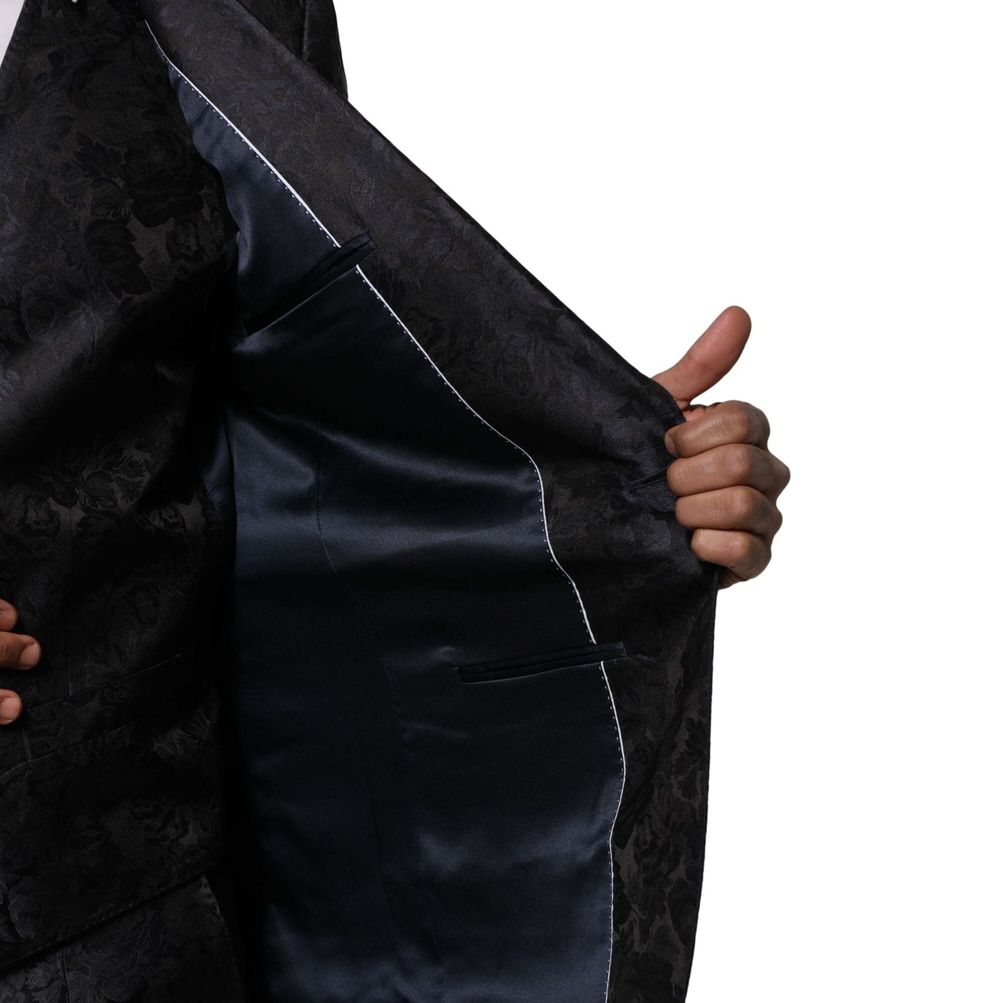 Dolce & Gabbana Black Jacquard 3 Piece Single Breasted Suit