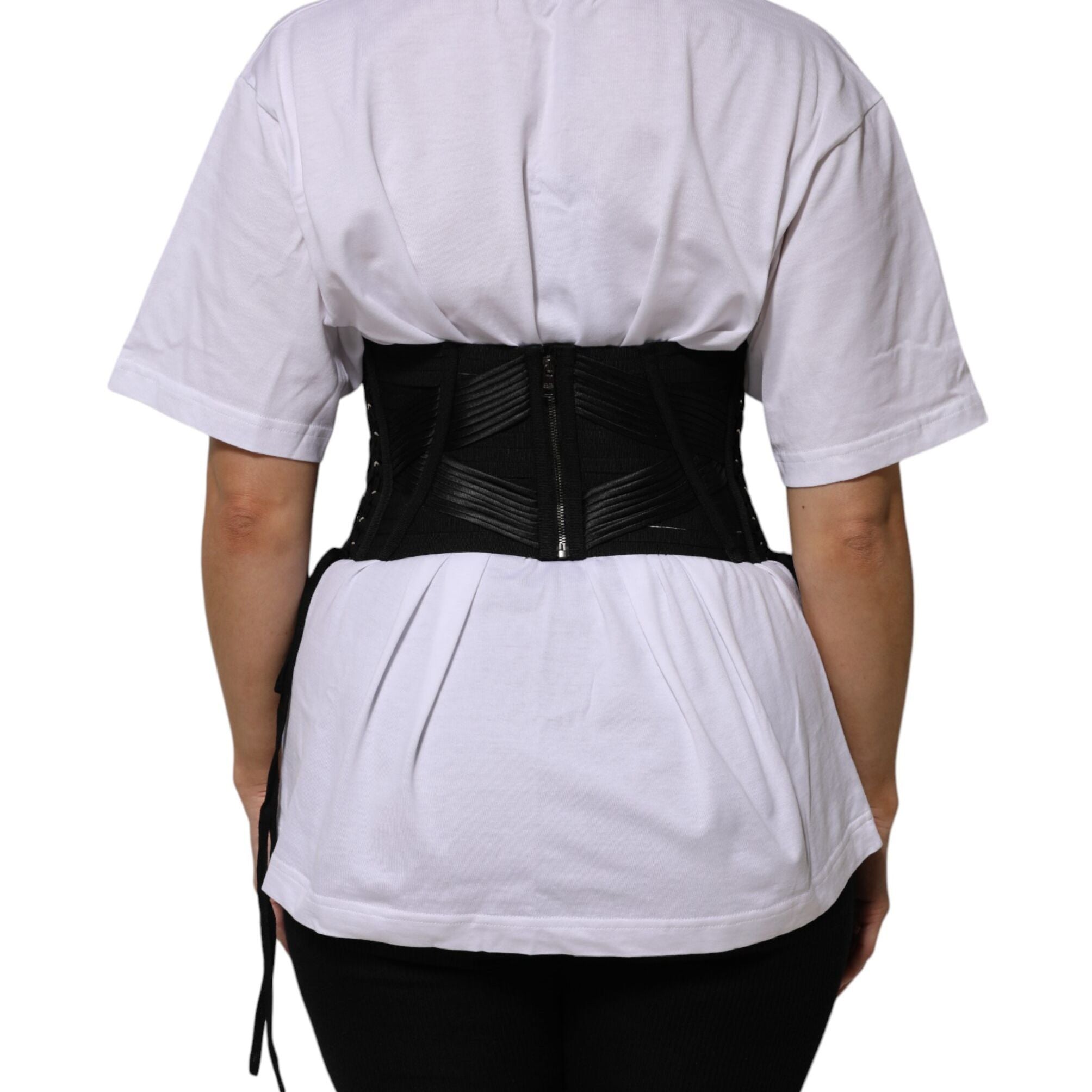 Dolce & Gabbana Black Cotton Waist LaceUp Strap Corset Belt